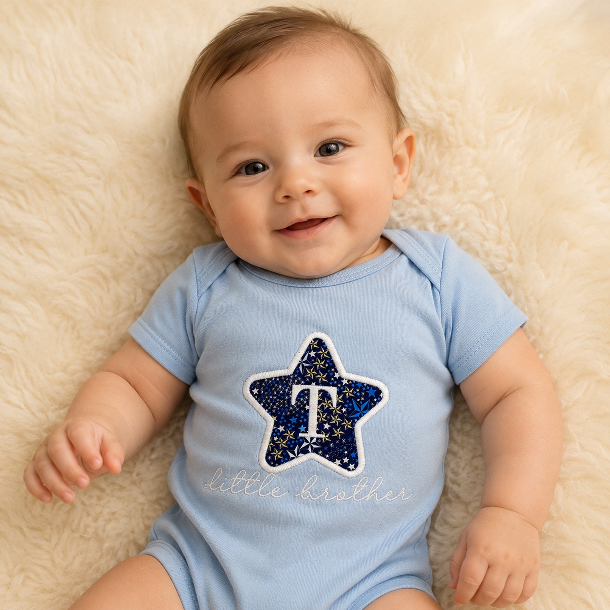 Personalised Little Brother Bodysuit | Liberty Fabric Baby Outfit