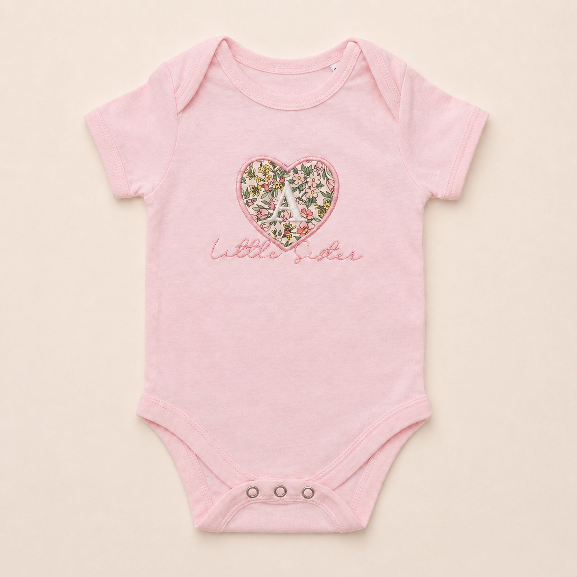 Personalised Little Sister Bodysuit | Liberty Fabric Baby Outfit