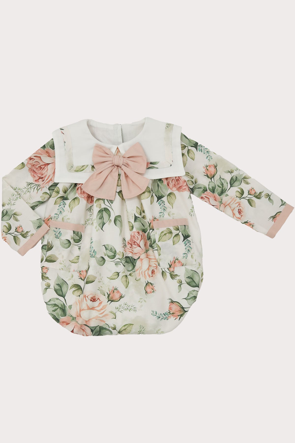 Floral Sailor Collar Girls Romper (6M, 9M, 12M)