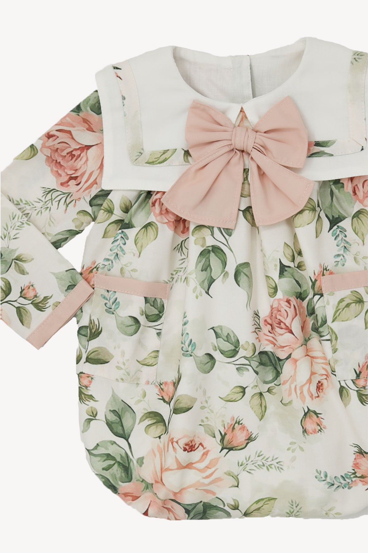 Floral Sailor Collar Girls Romper (6M, 9M, 12M)
