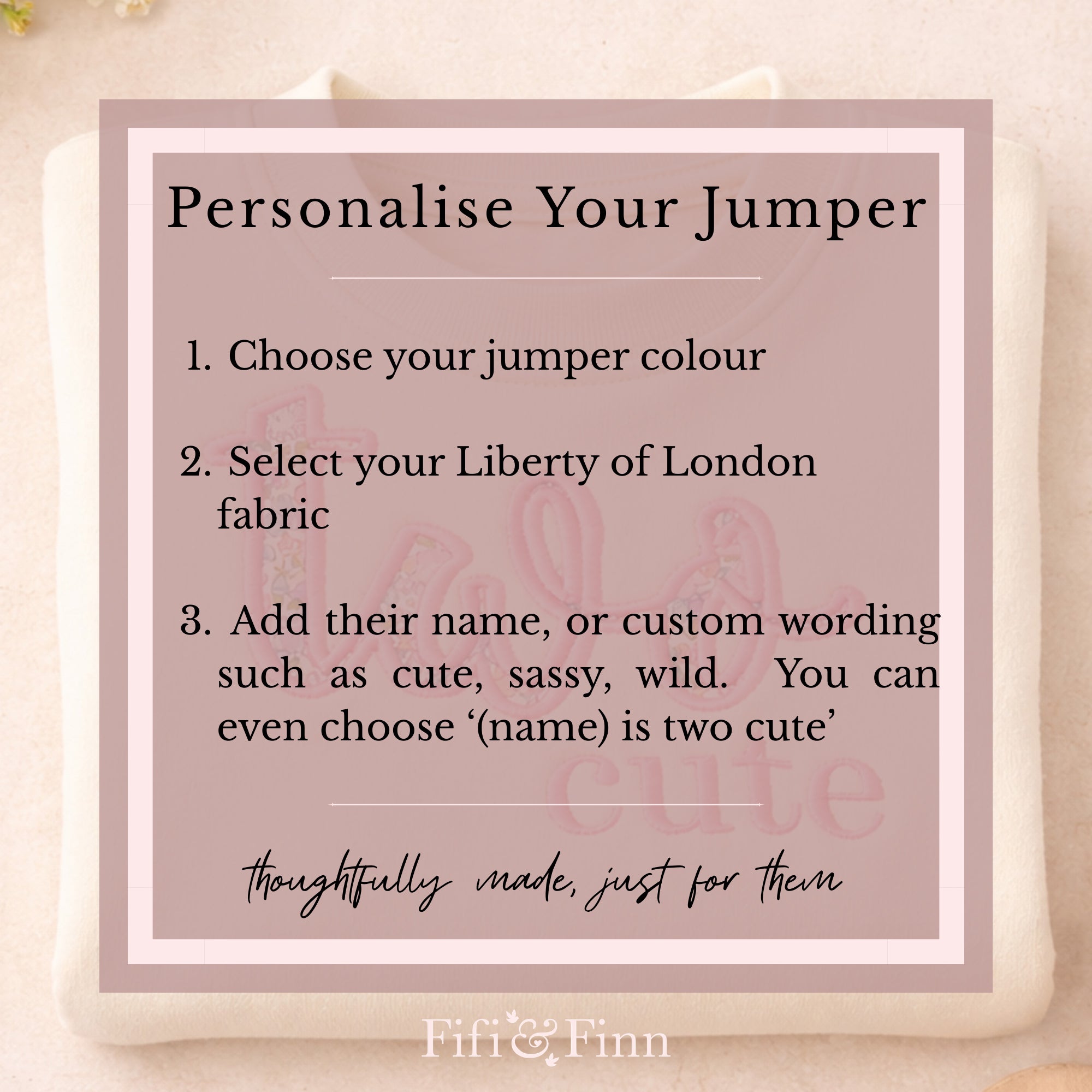 Personalised 1st Birthday Sweatshirt – Liberty London Appliqué Name Jumper | Baby First Birthday Outfit | Fifi & Finn