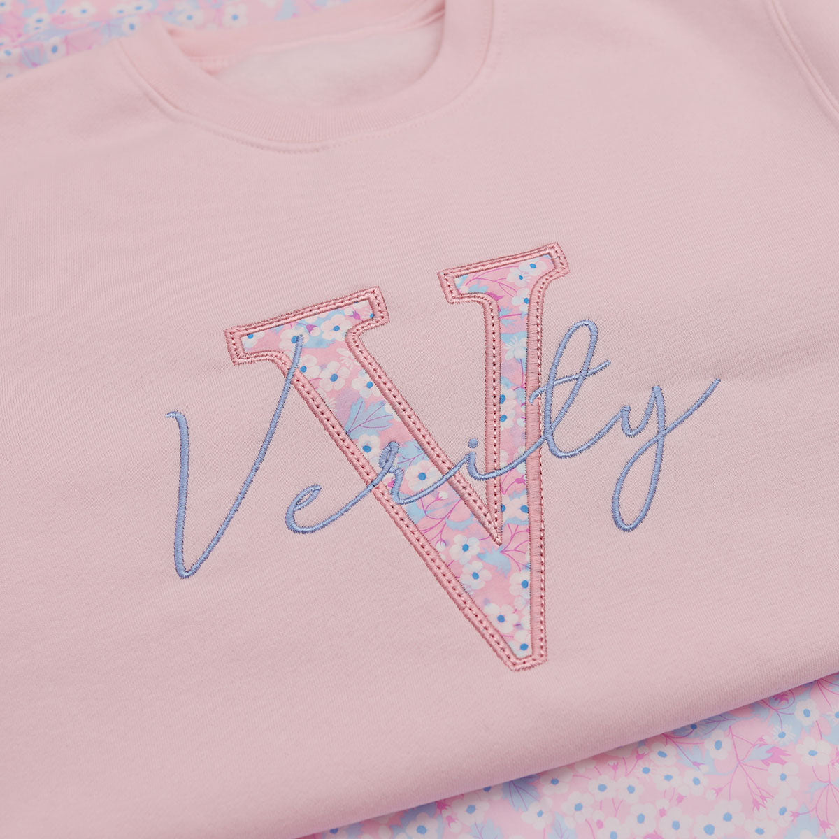 Personalised Initial Jumper | Script Name Liberty Fabric Design