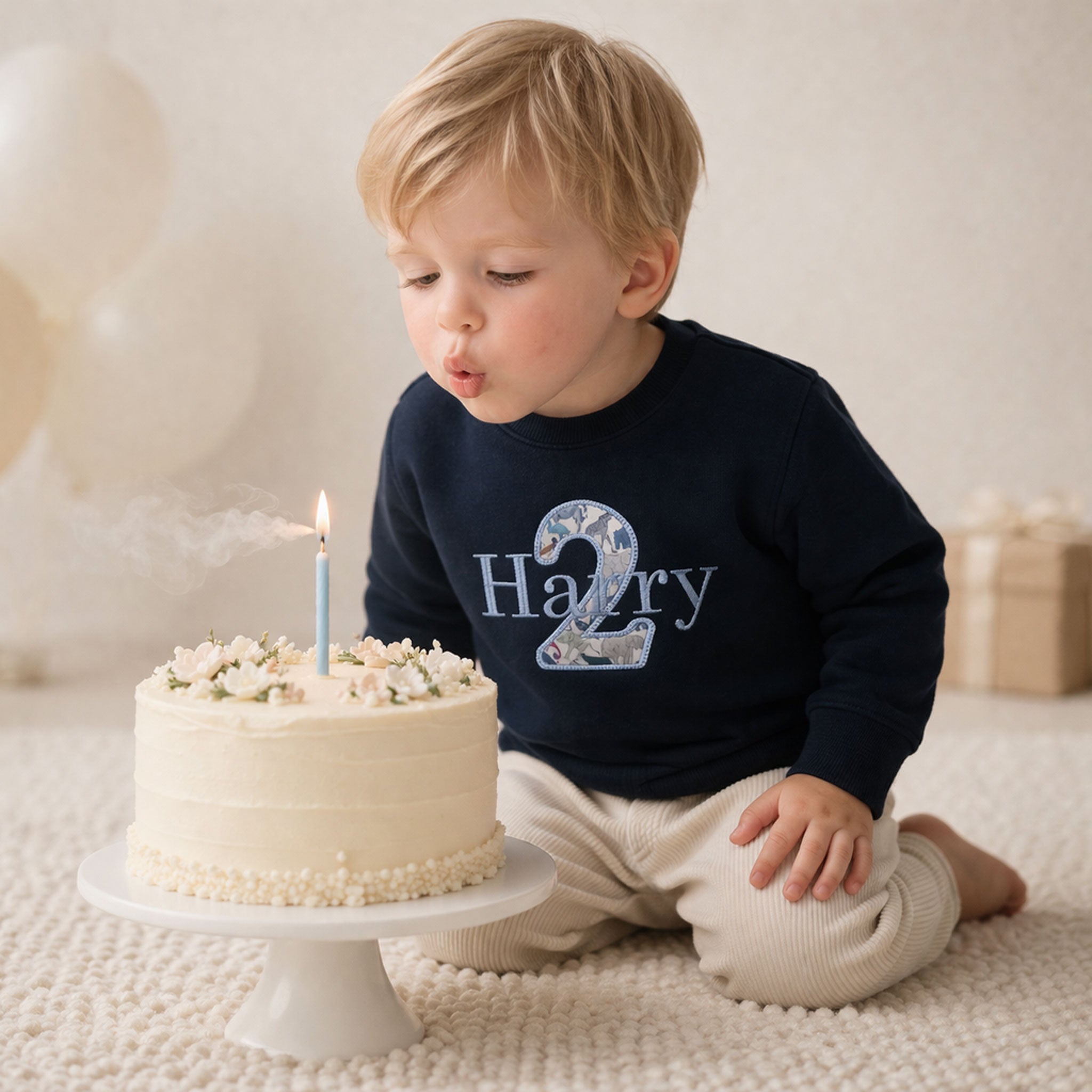 Personalised Liberty Fabric 2nd Birthday Jumper Classic Embroidery