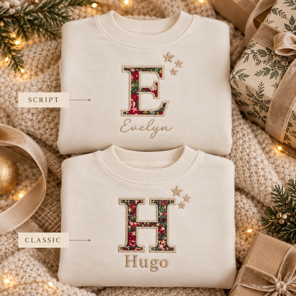 Personalised Liberty Christmas Initial Jumper – Stars