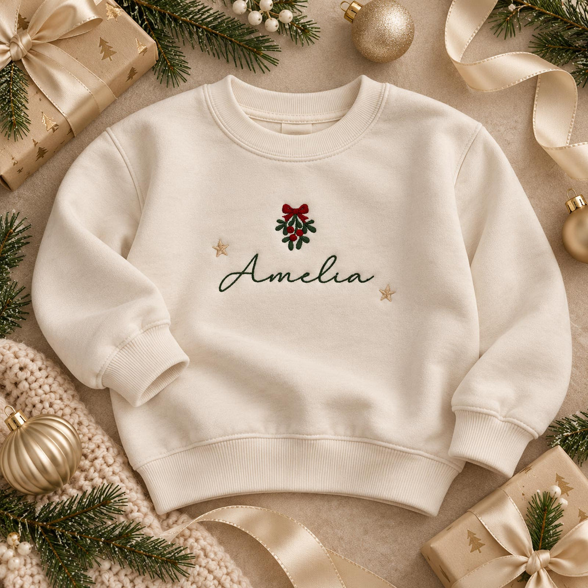 Personalised Mistletoe Christmas Jumper