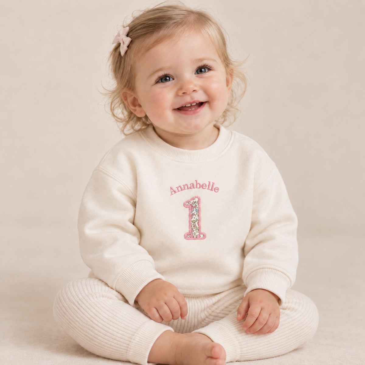Personalised Liberty First Birthday Jumper – Name Above Number