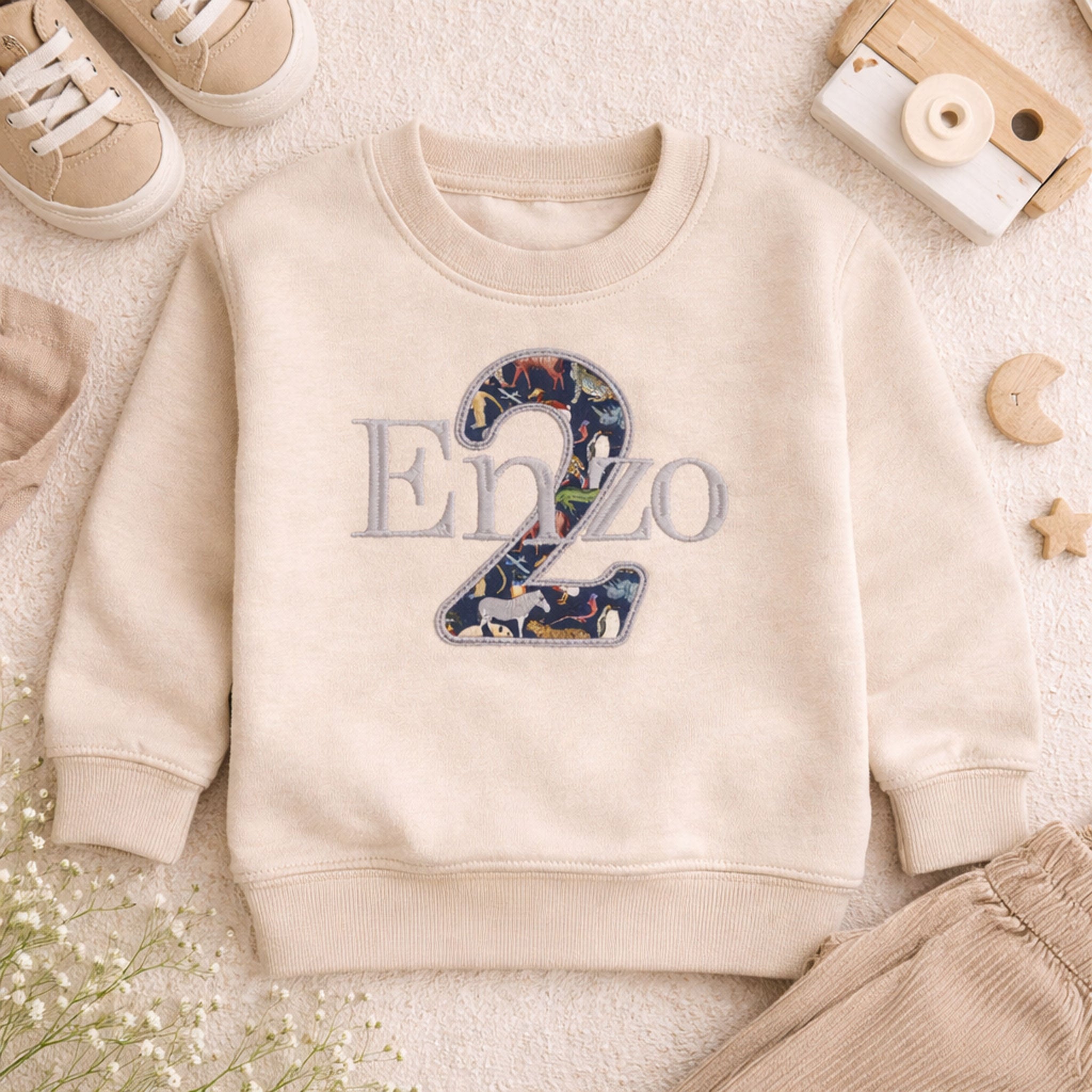 Personalised Liberty Fabric 2nd Birthday Jumper Classic Embroidery
