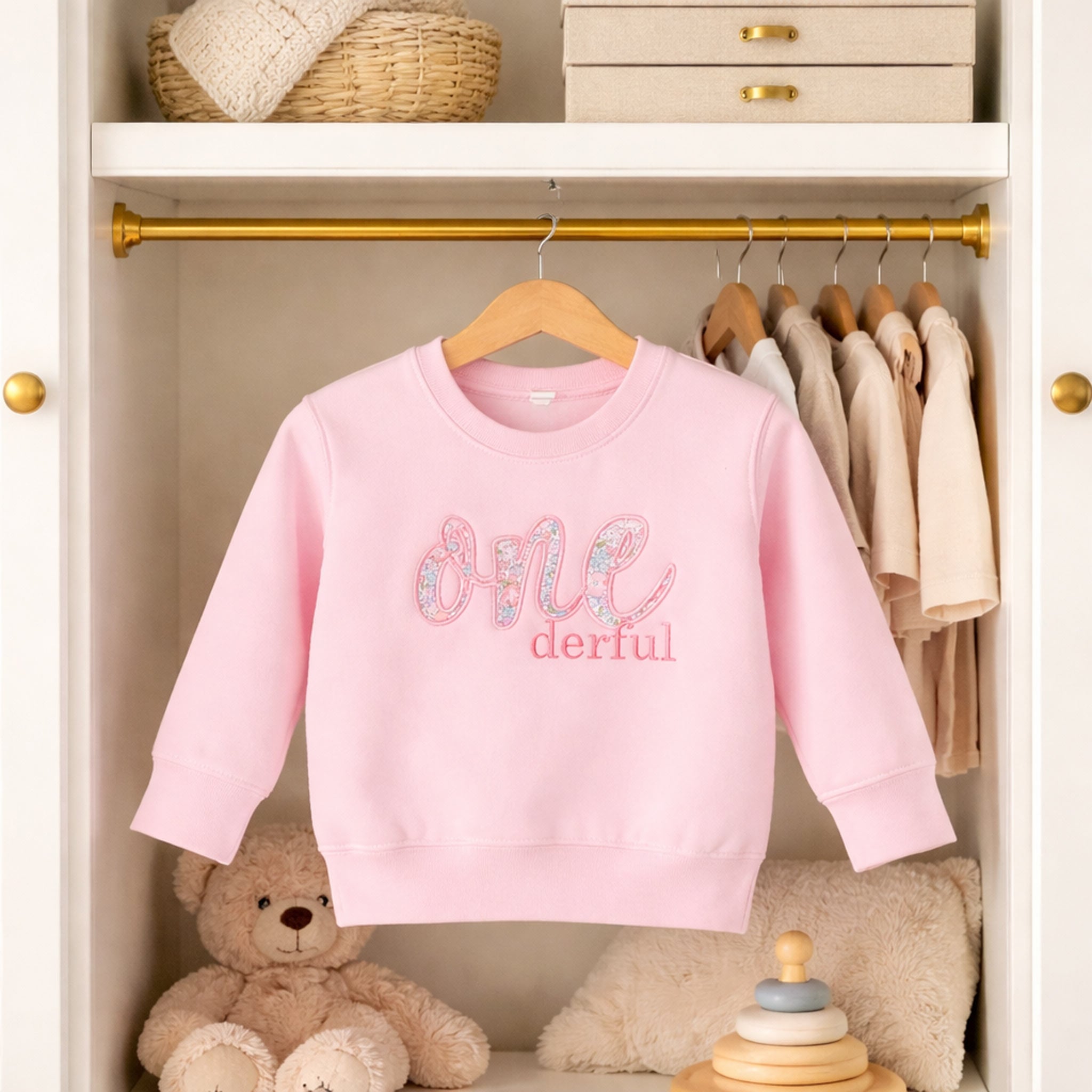 Onederful First Birthday Sweatshirt – Liberty Appliqué