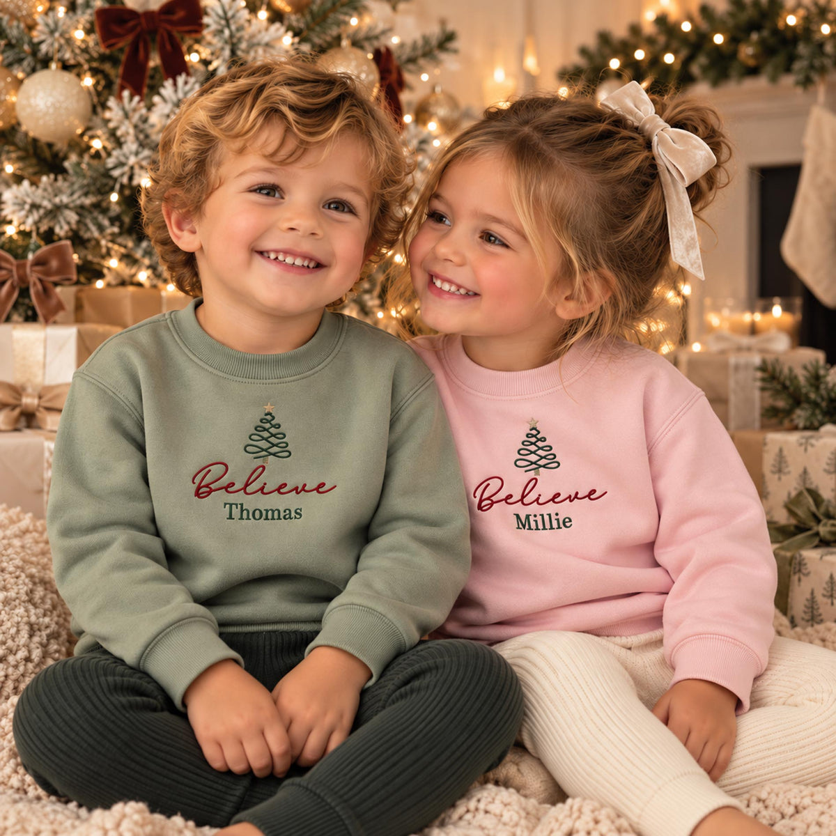 Personalised Believe Christmas Jumper