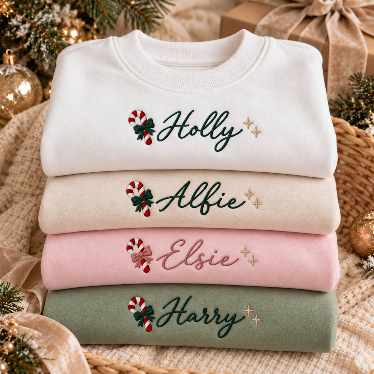 Personalised Candy Cane Christmas Jumper