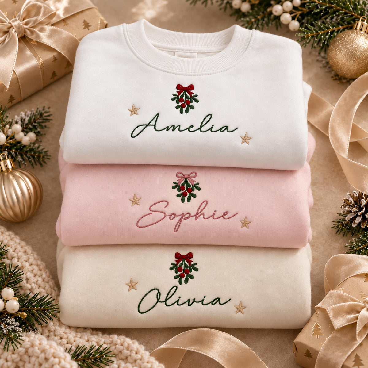 Personalised Mistletoe Christmas Jumper