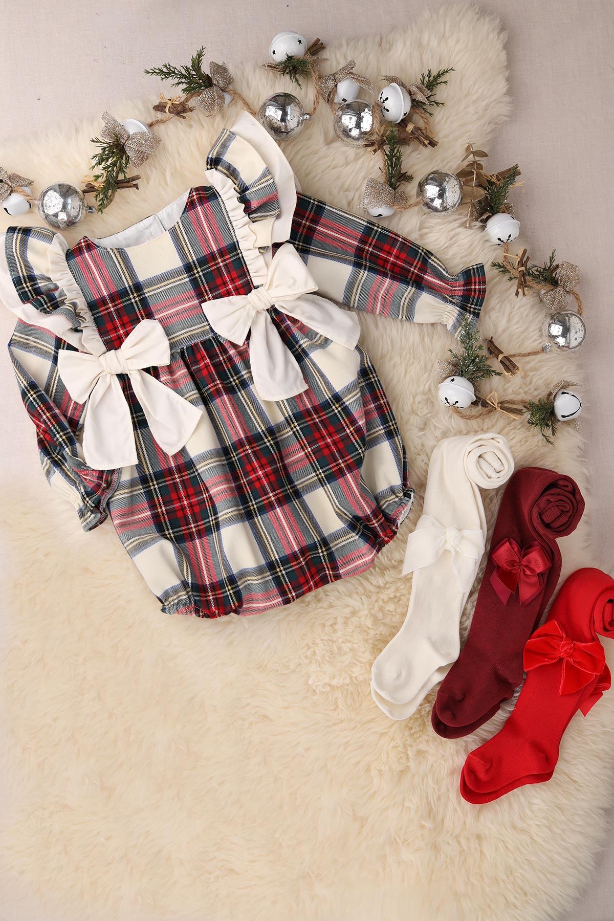 Tartan Frill Shoulder Romper (1M - 3Y)