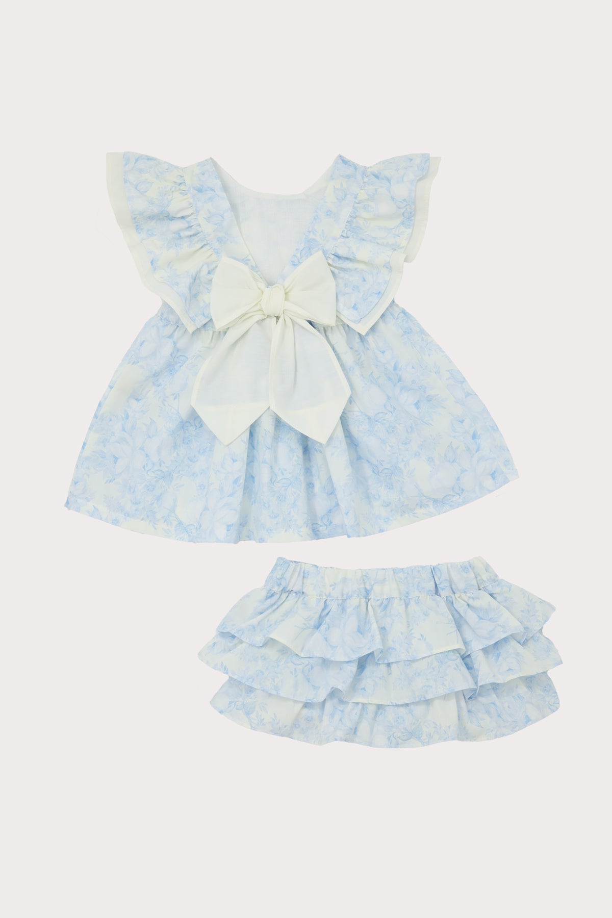 Soft Blue Floral Top & Bloomer Set (2Y - 7Y)