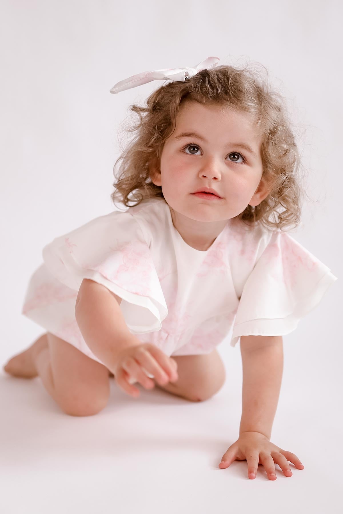ivory & pink baby girl romper