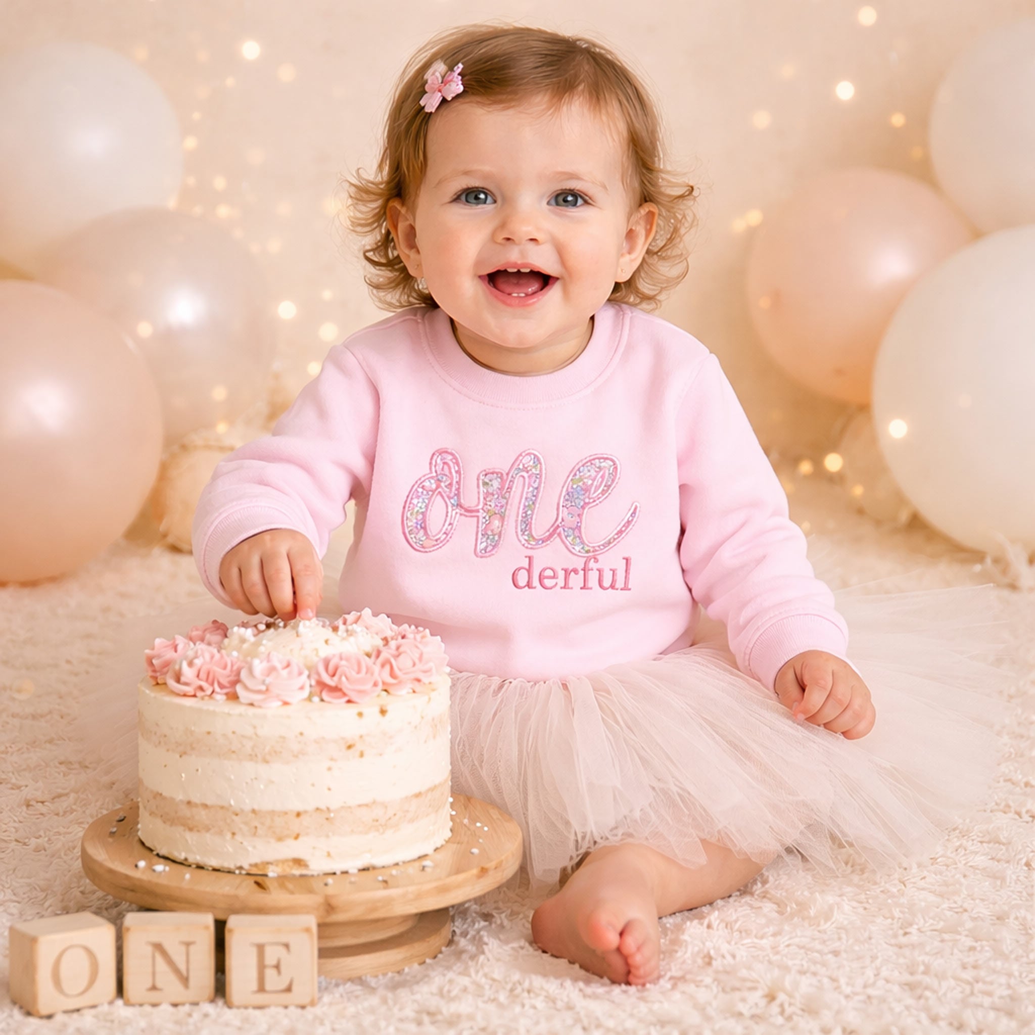 Onederful First Birthday Sweatshirt – Liberty Appliqué