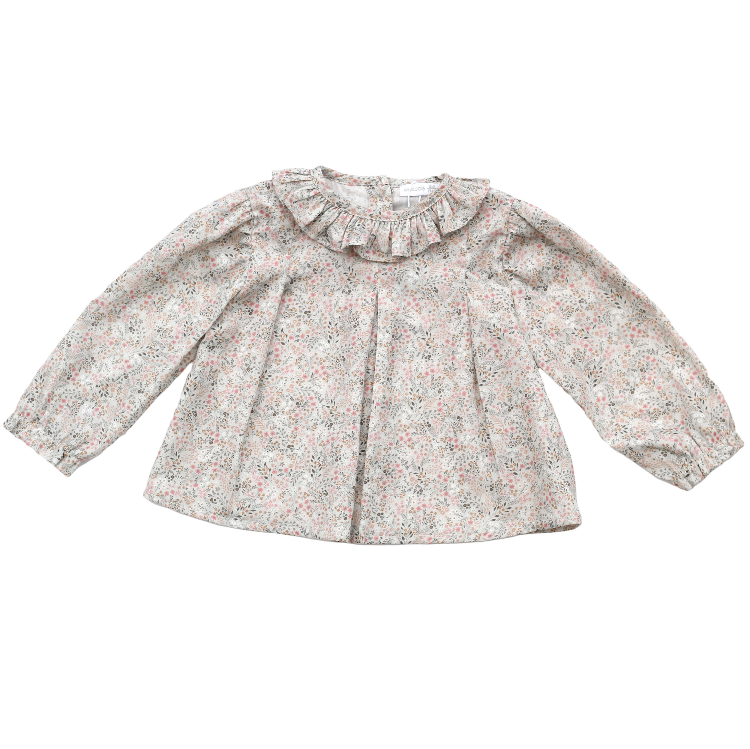 Wedoble grey floral baby blouse, made in portugal