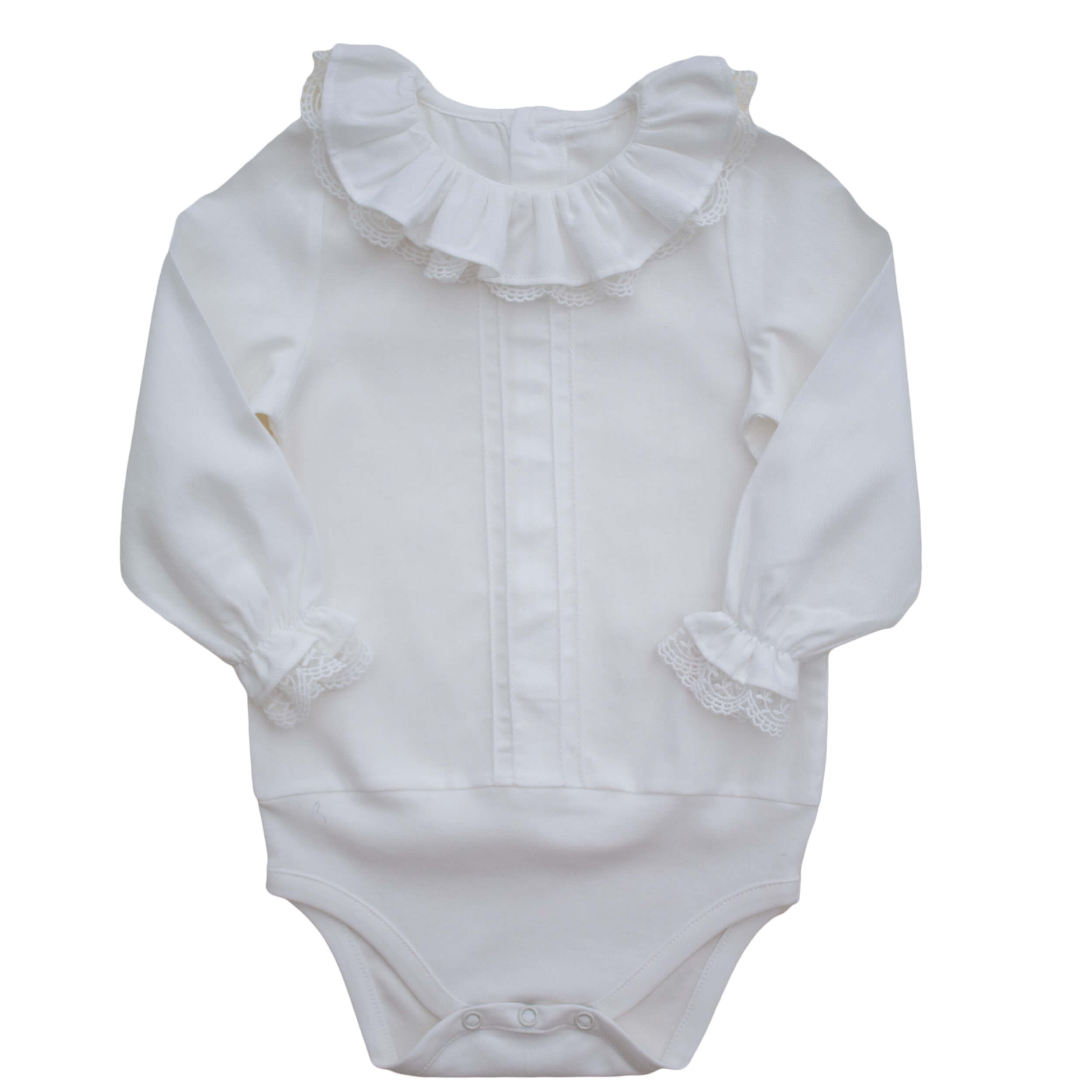 lace collar baby bodysuit ivory