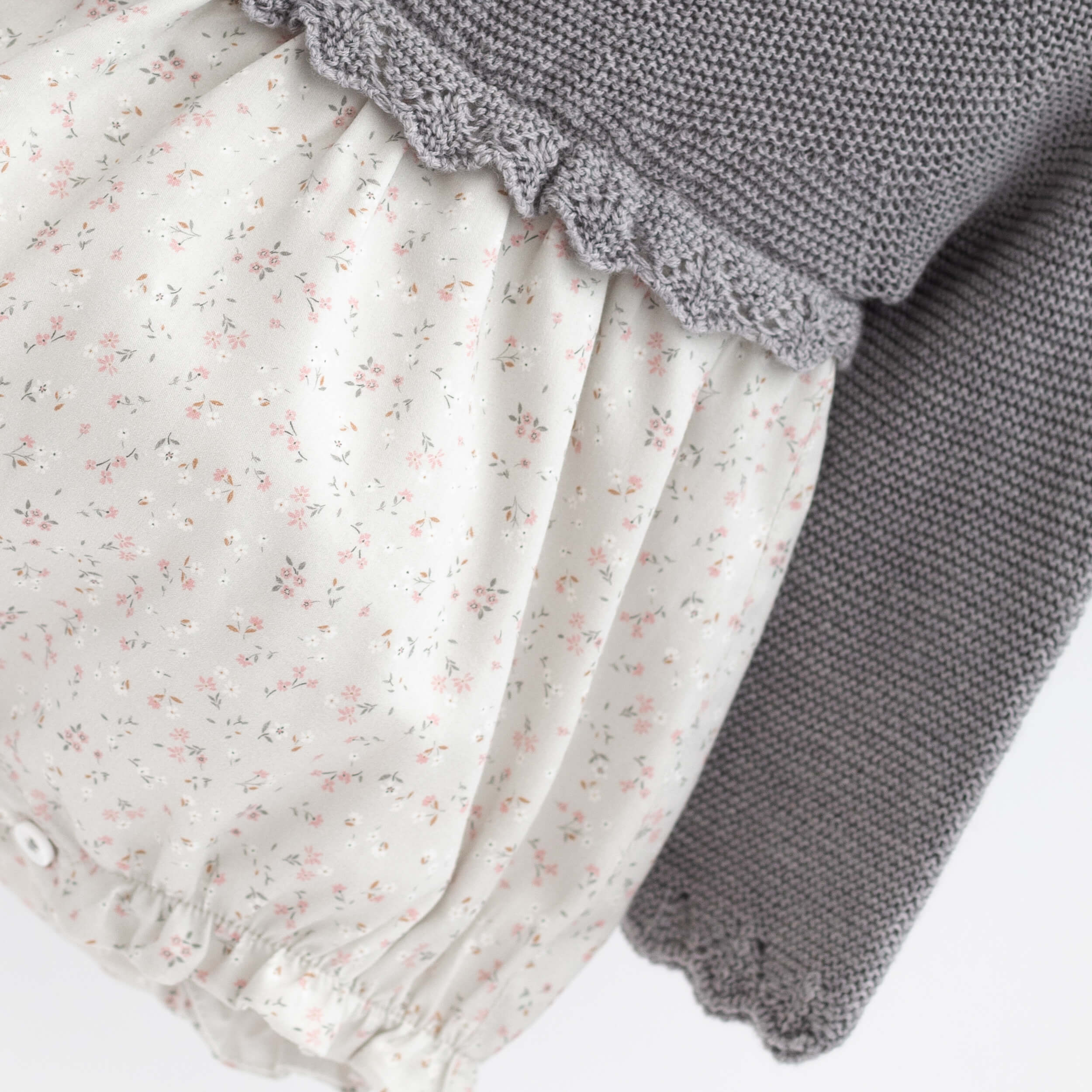 wedoble half knit baby girl romper, made in portugal