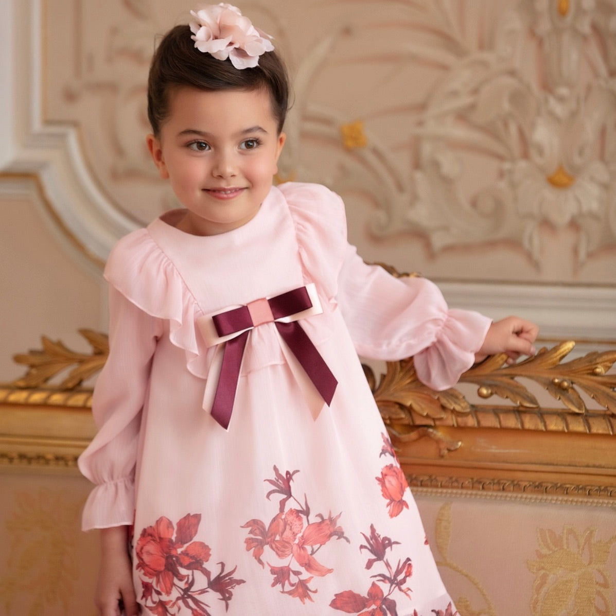 girl wearing patachou chiffon girls dress