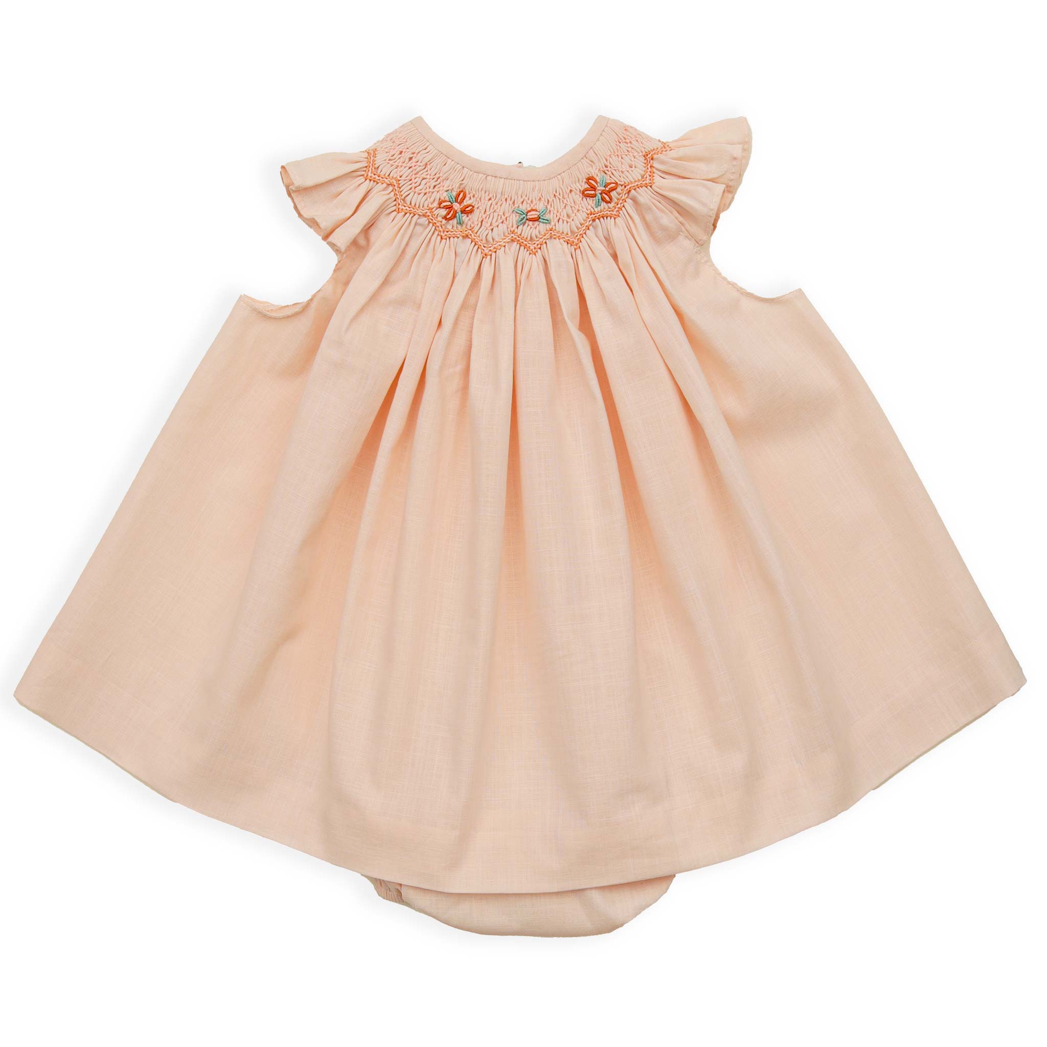 peach spanish smockeed baby girl outfit