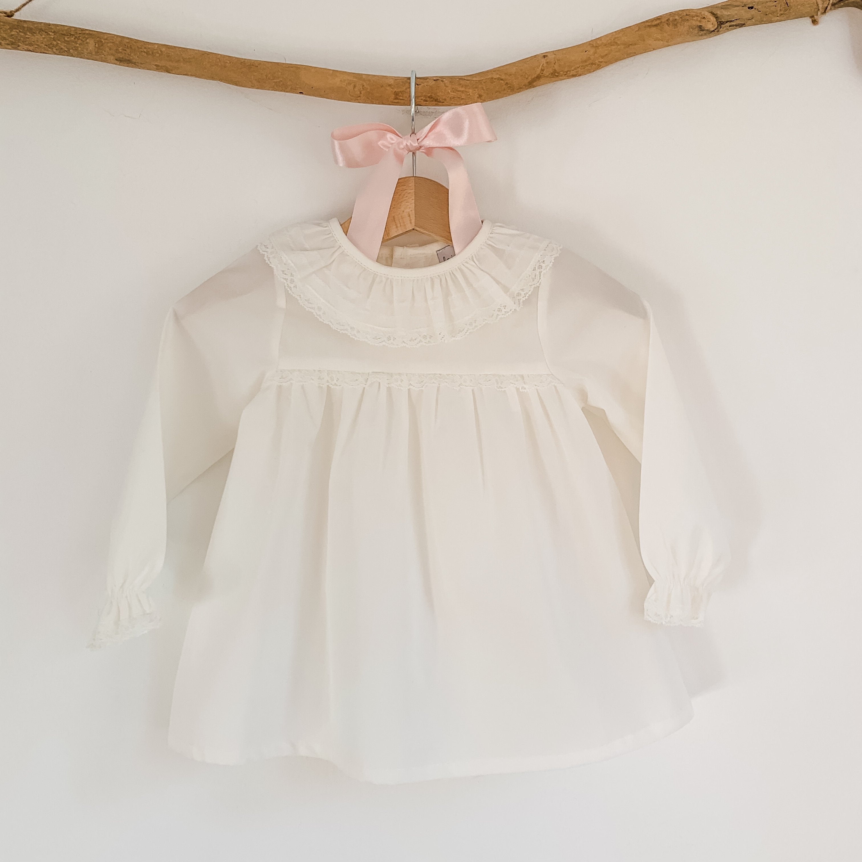 ivory frill collar classic baby blouse, made in portugal