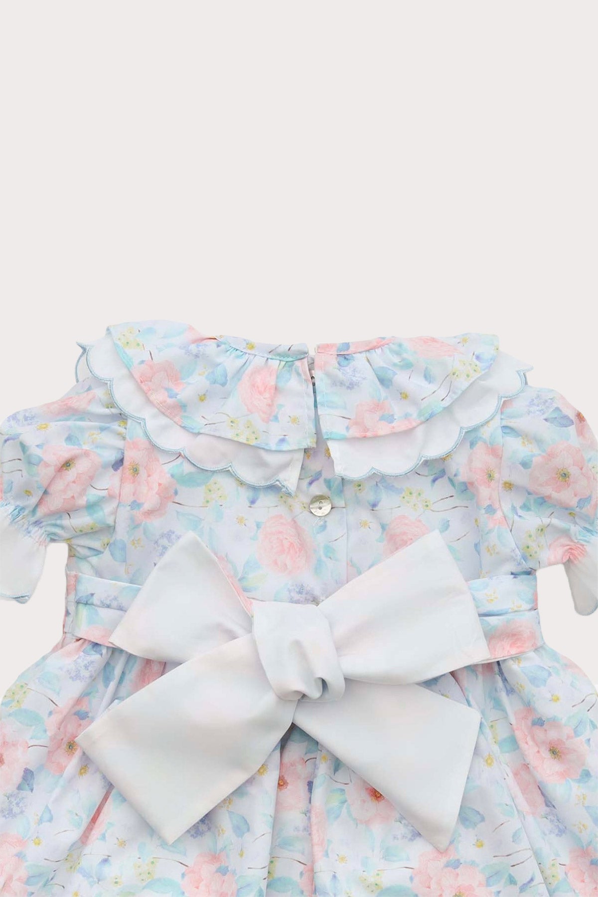 blue floral baby girl romper