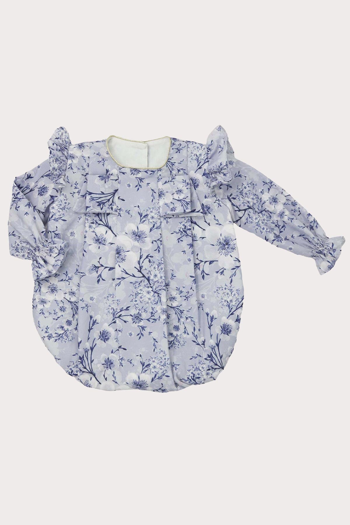 blue floral baby girl romper