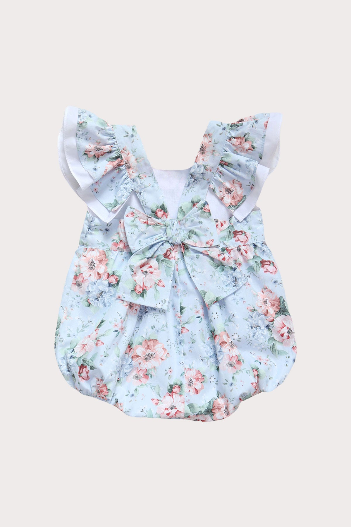 blue floral baby girl romper
