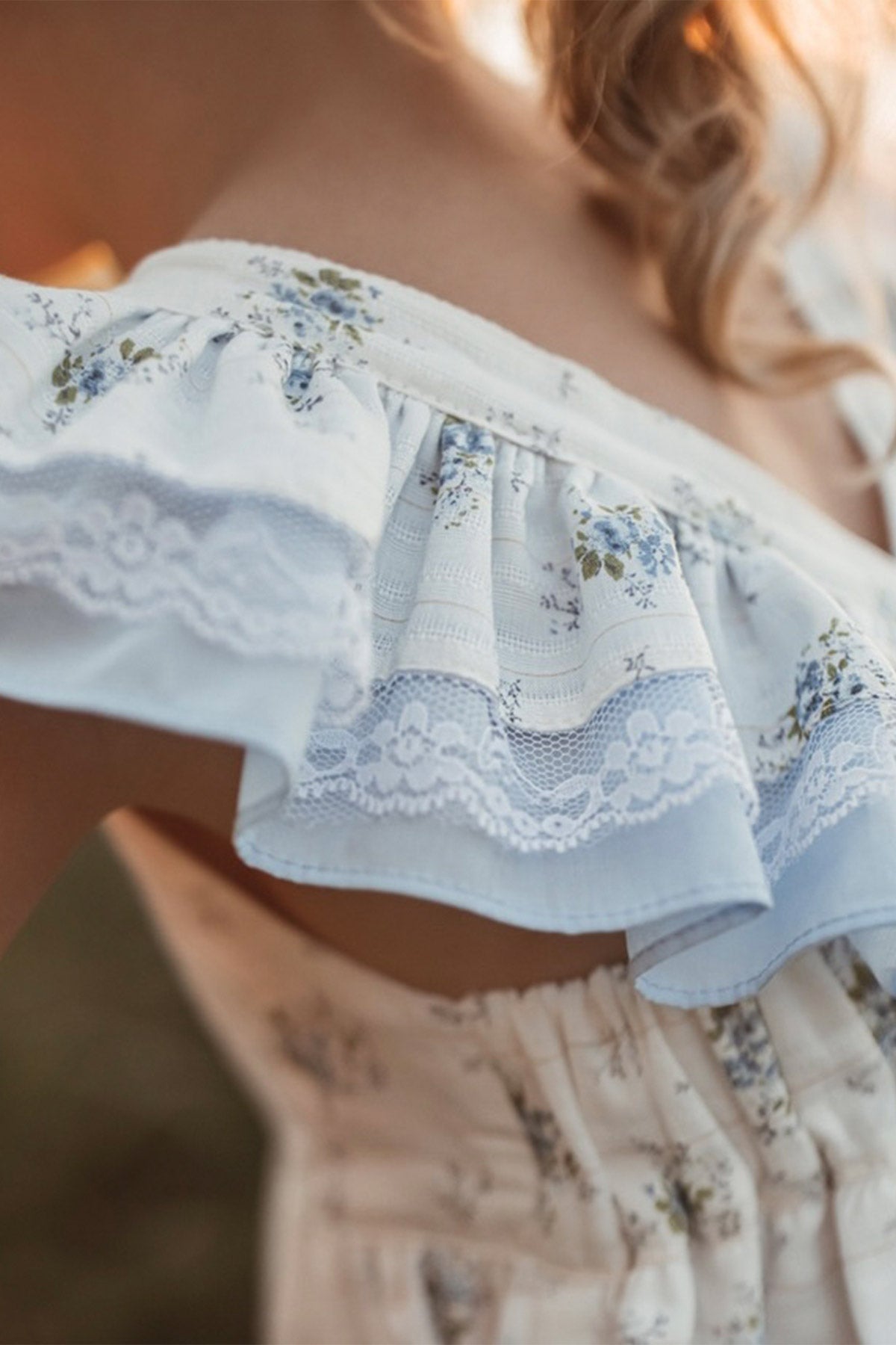 girls blue flutter boho dress