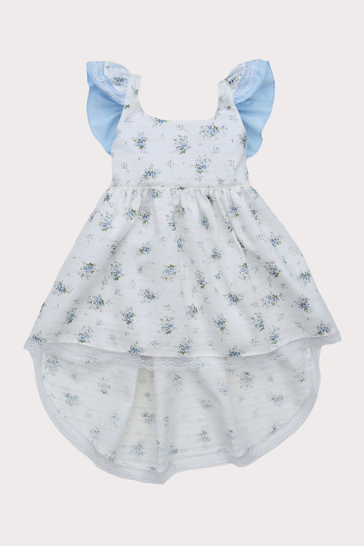 girls blue flutter boho dress
