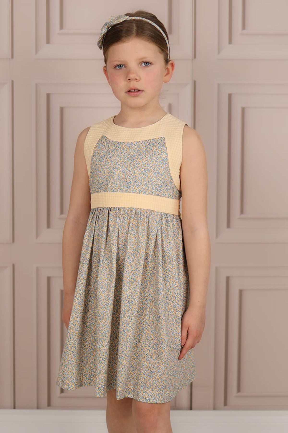 lemon ditsy girls dress