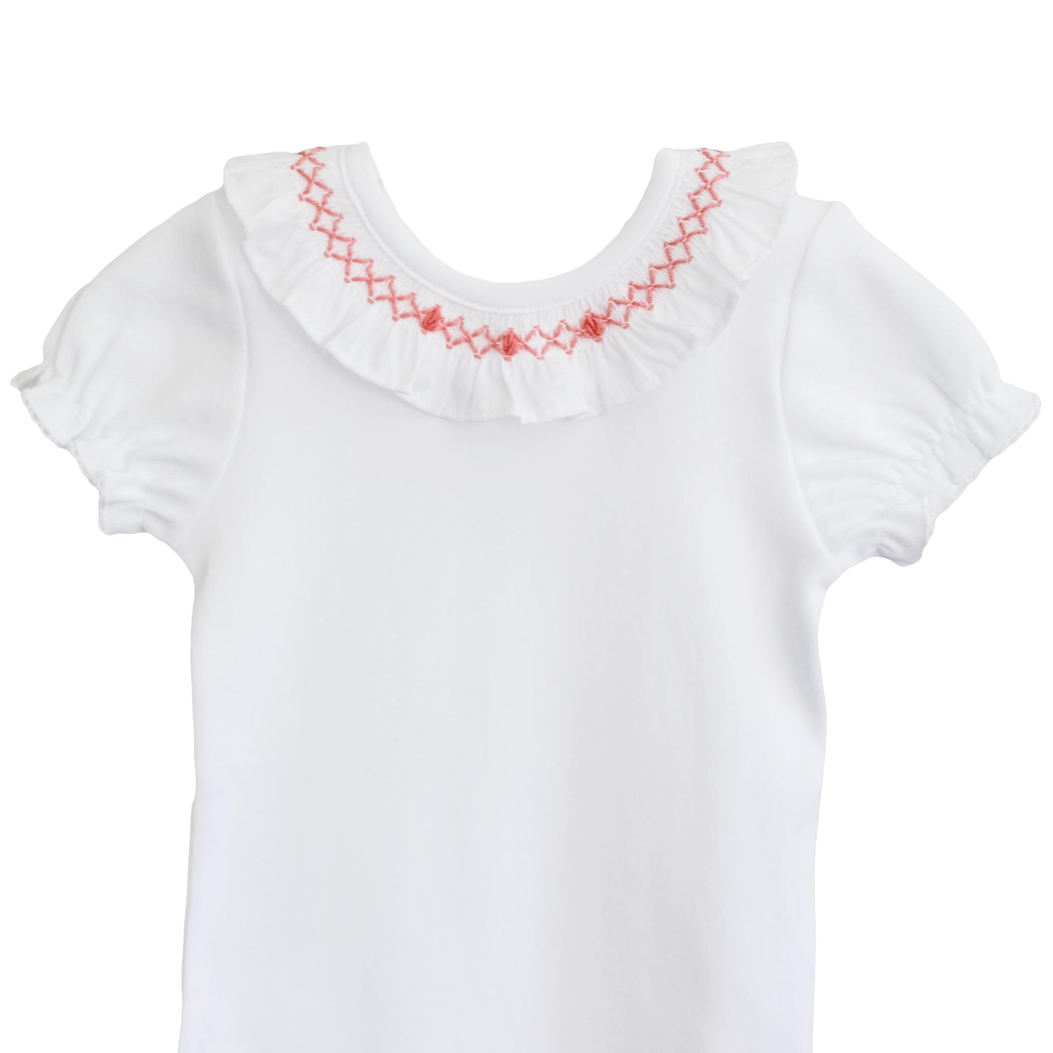 hand smocked white frill collar bodysuit