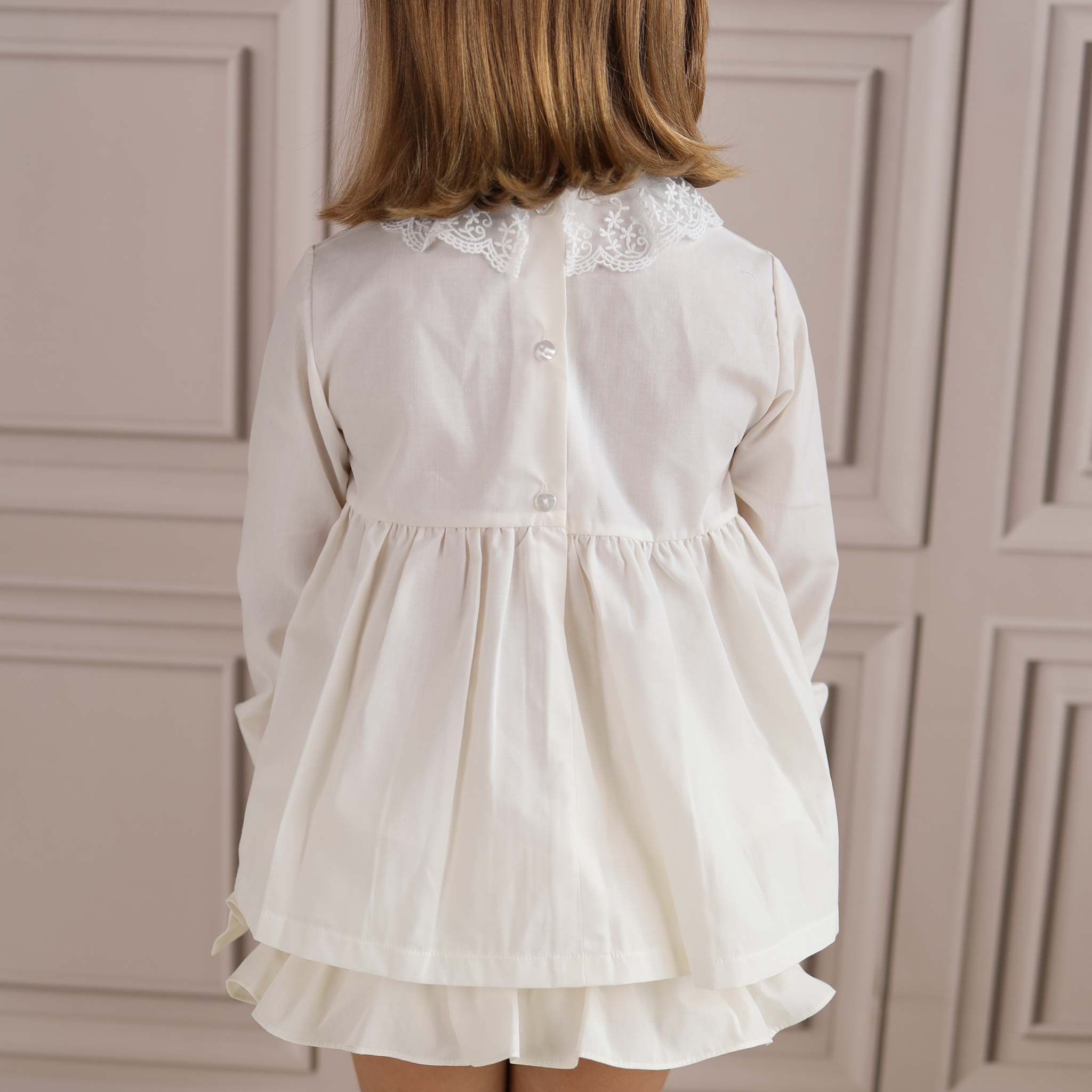 Lace Collar Girls Blouse - Ivory (6M - 2Y)