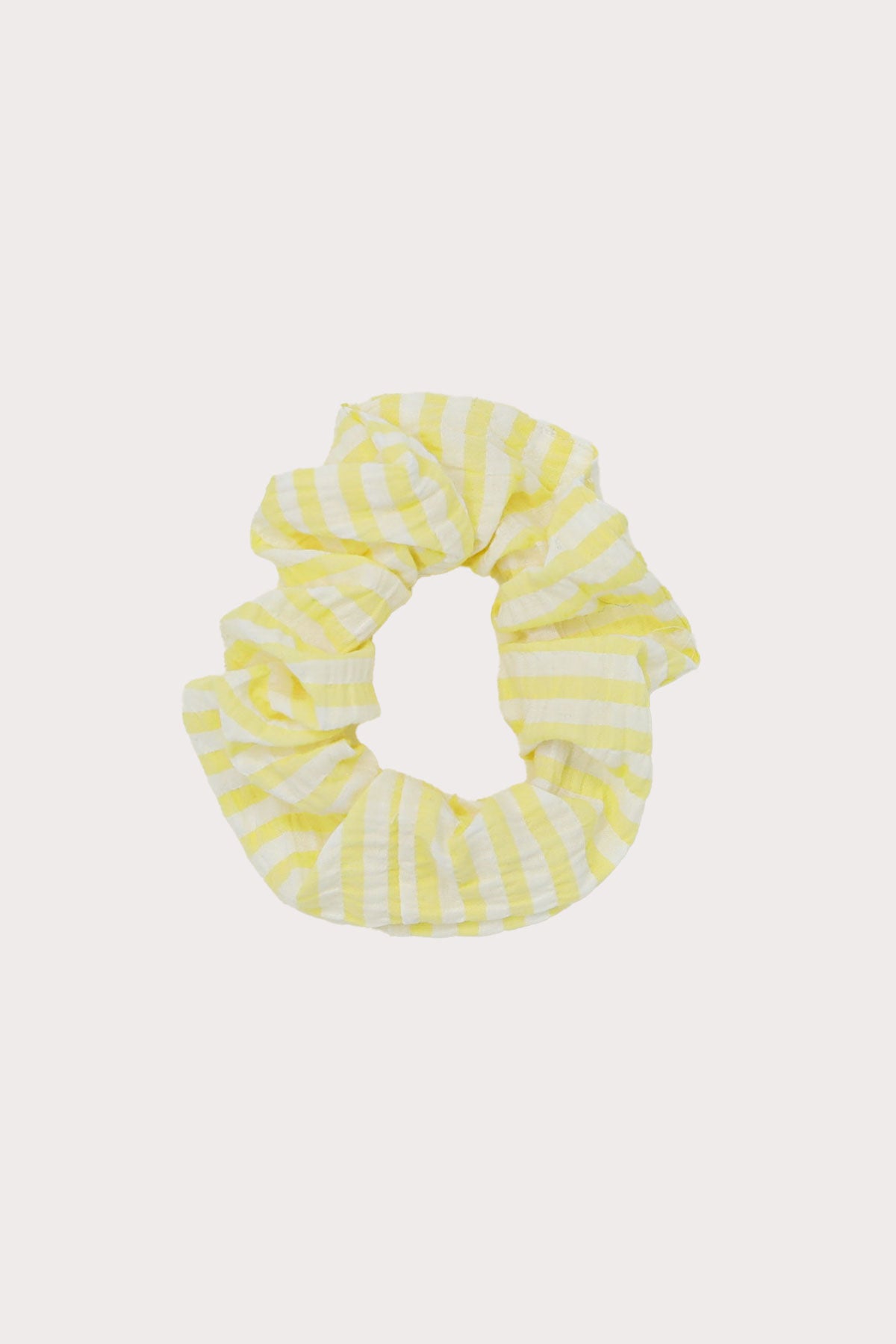 lemon & white striped hair scrunchie
