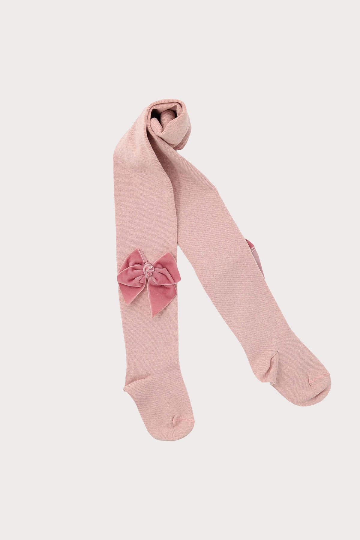 girls tights velvet bow antique rose