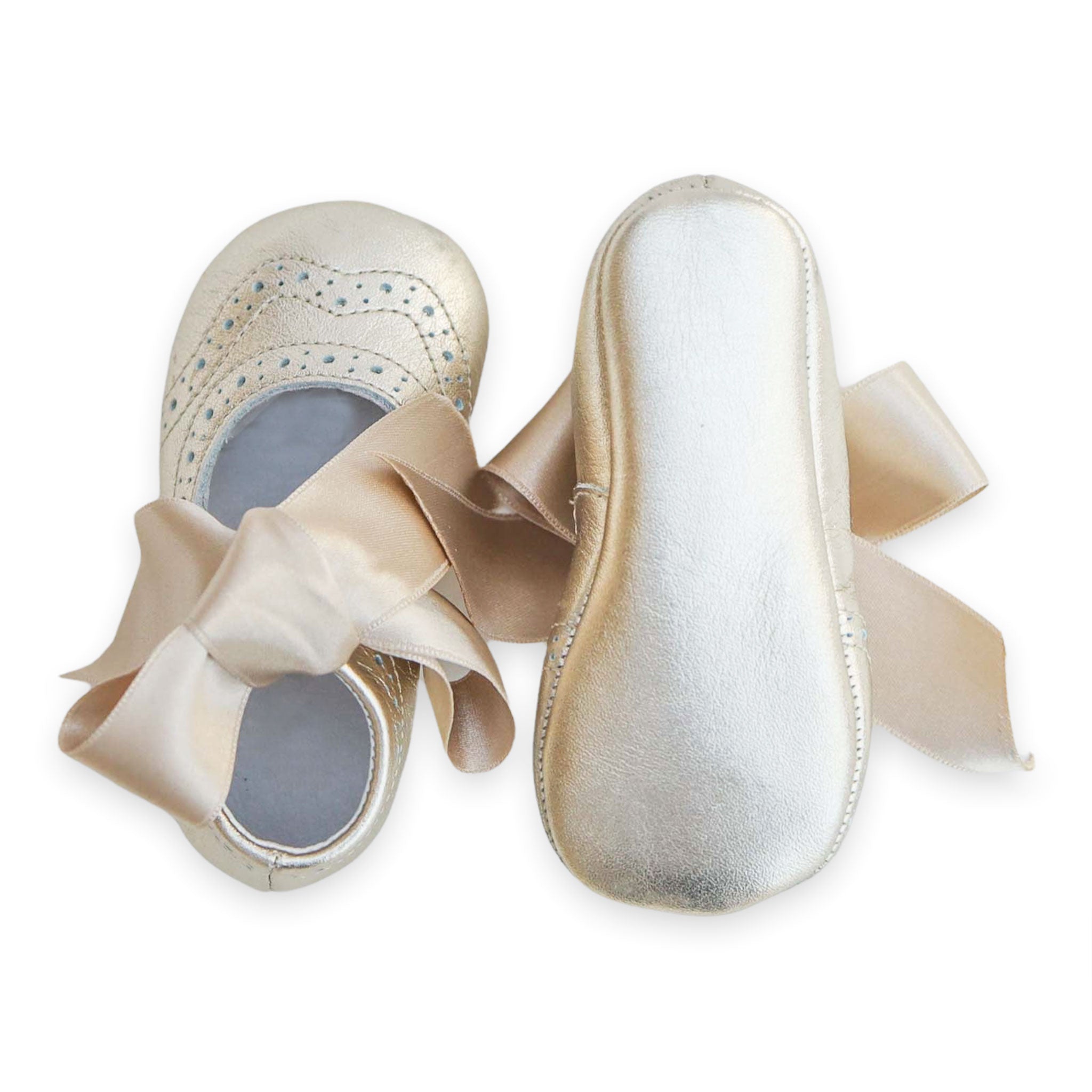 gold leather baby girl shoes sol