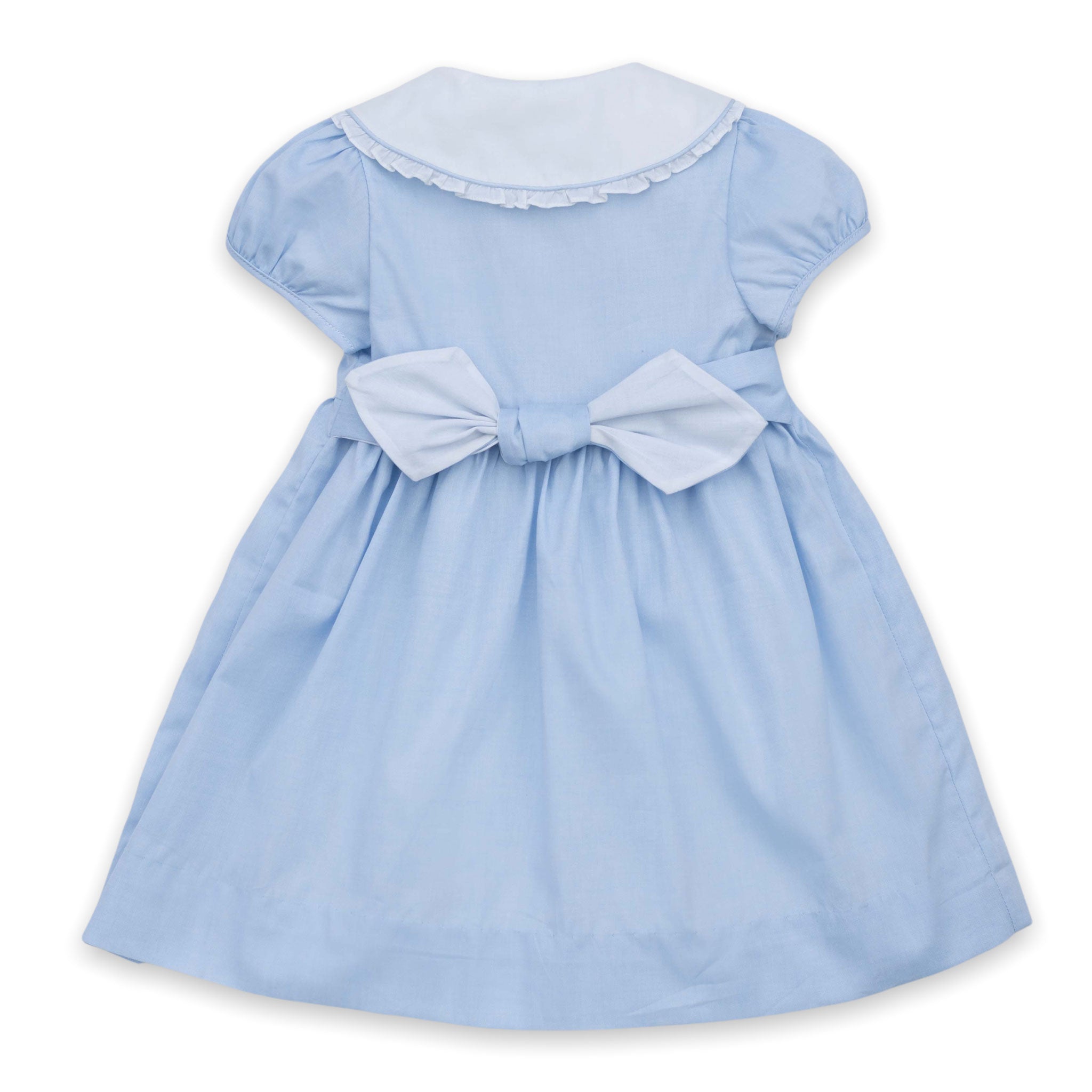 hand embroidered blue girls dress back