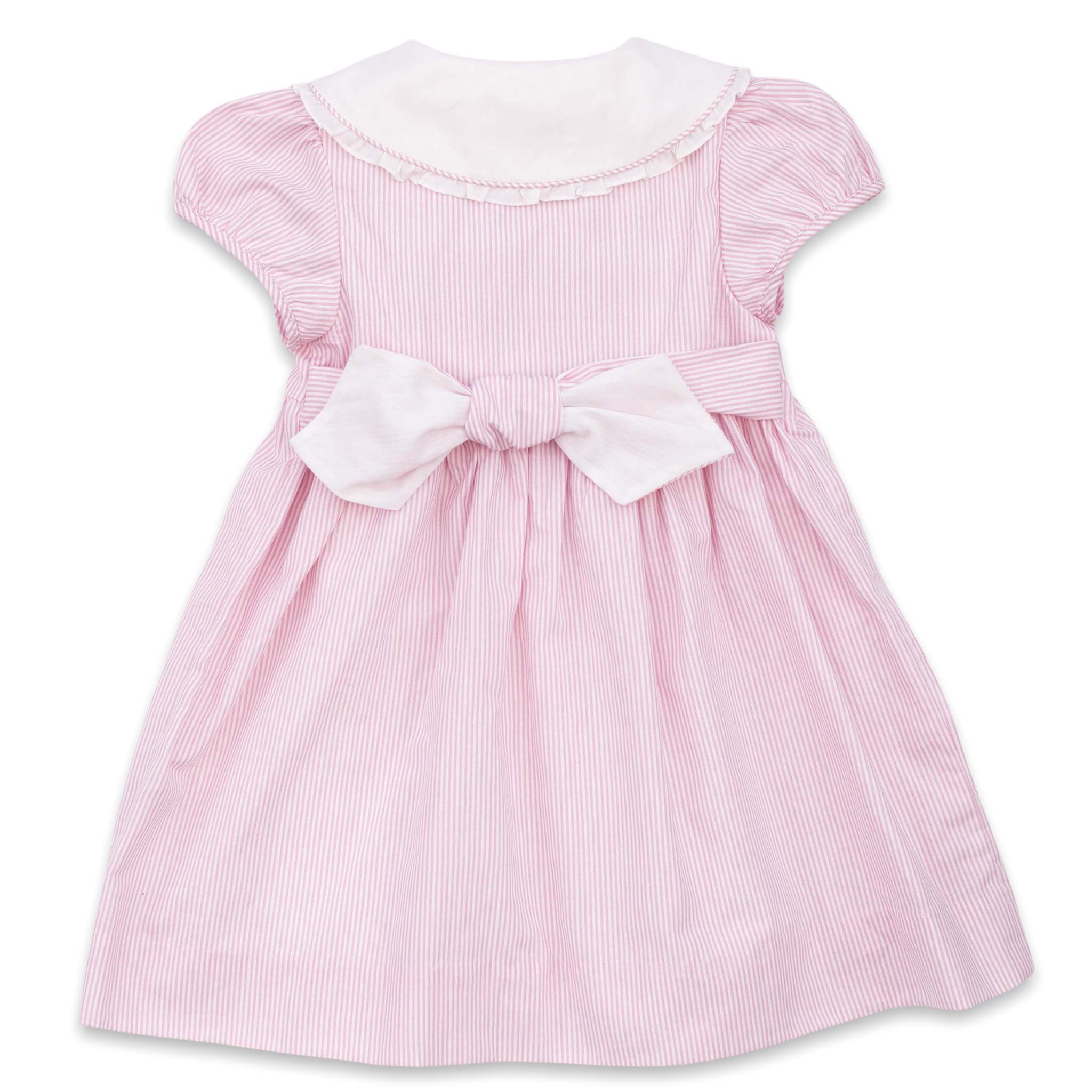 back of hand embroidered pink girls dress