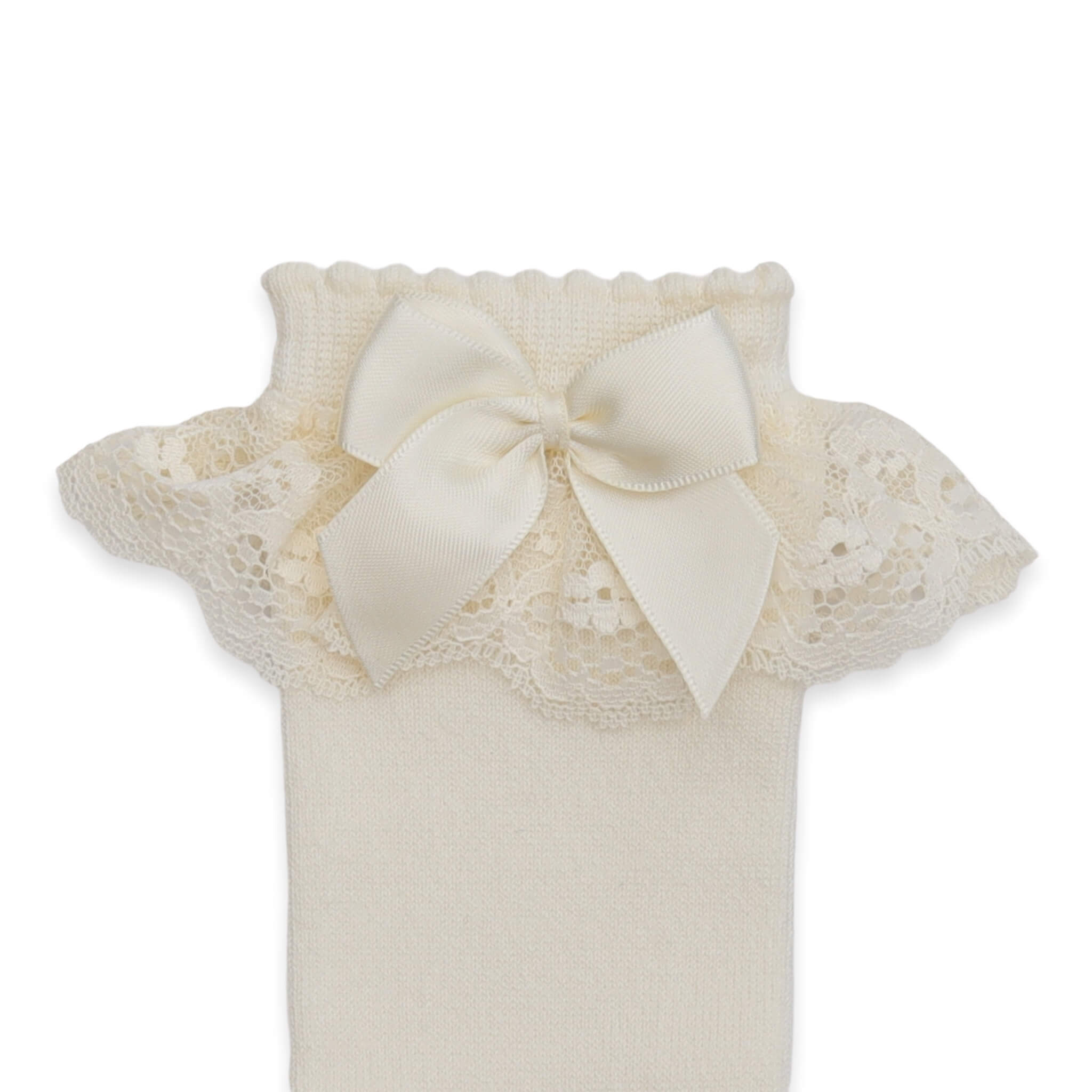lace knee girls socks ivory