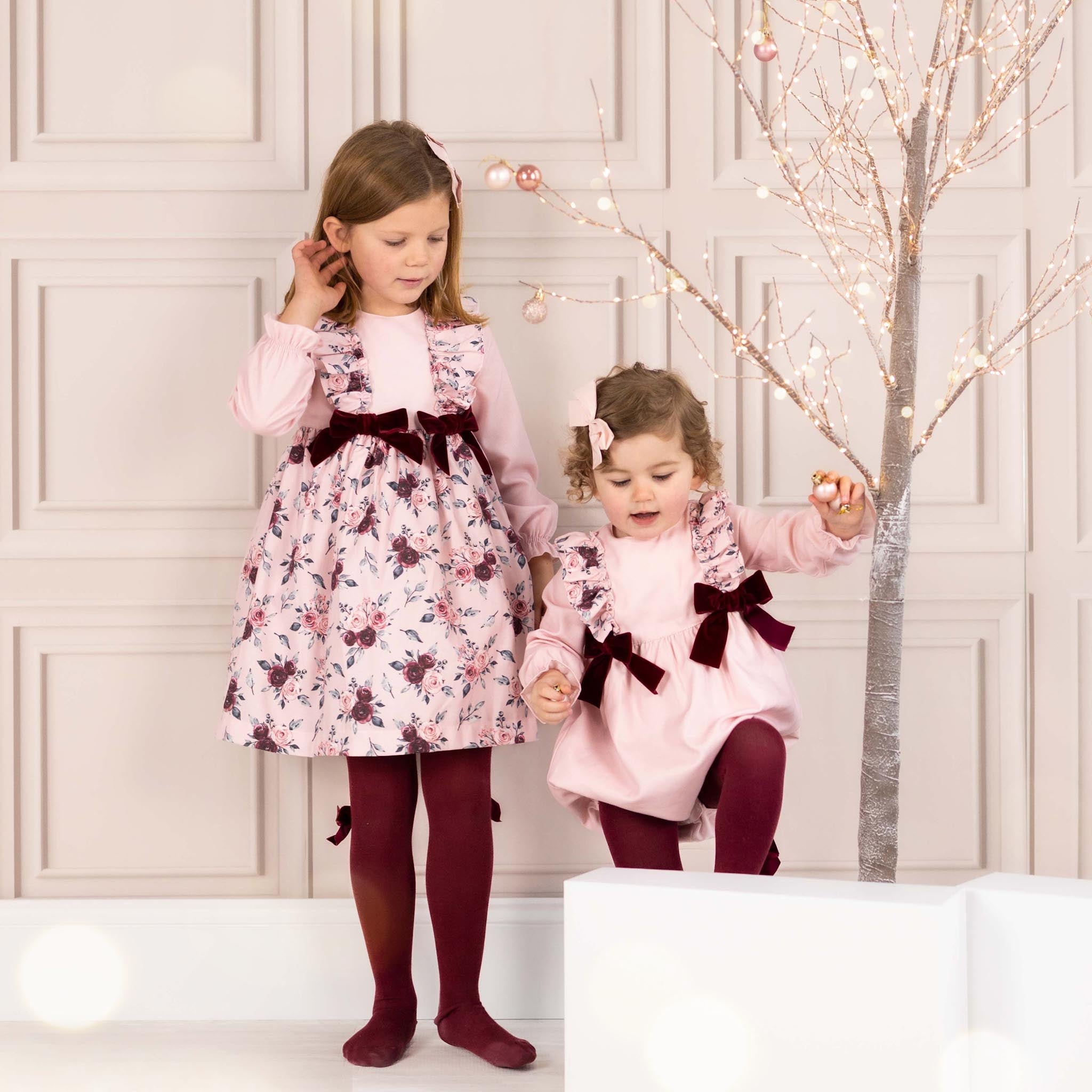 pink & burgundy girls dress