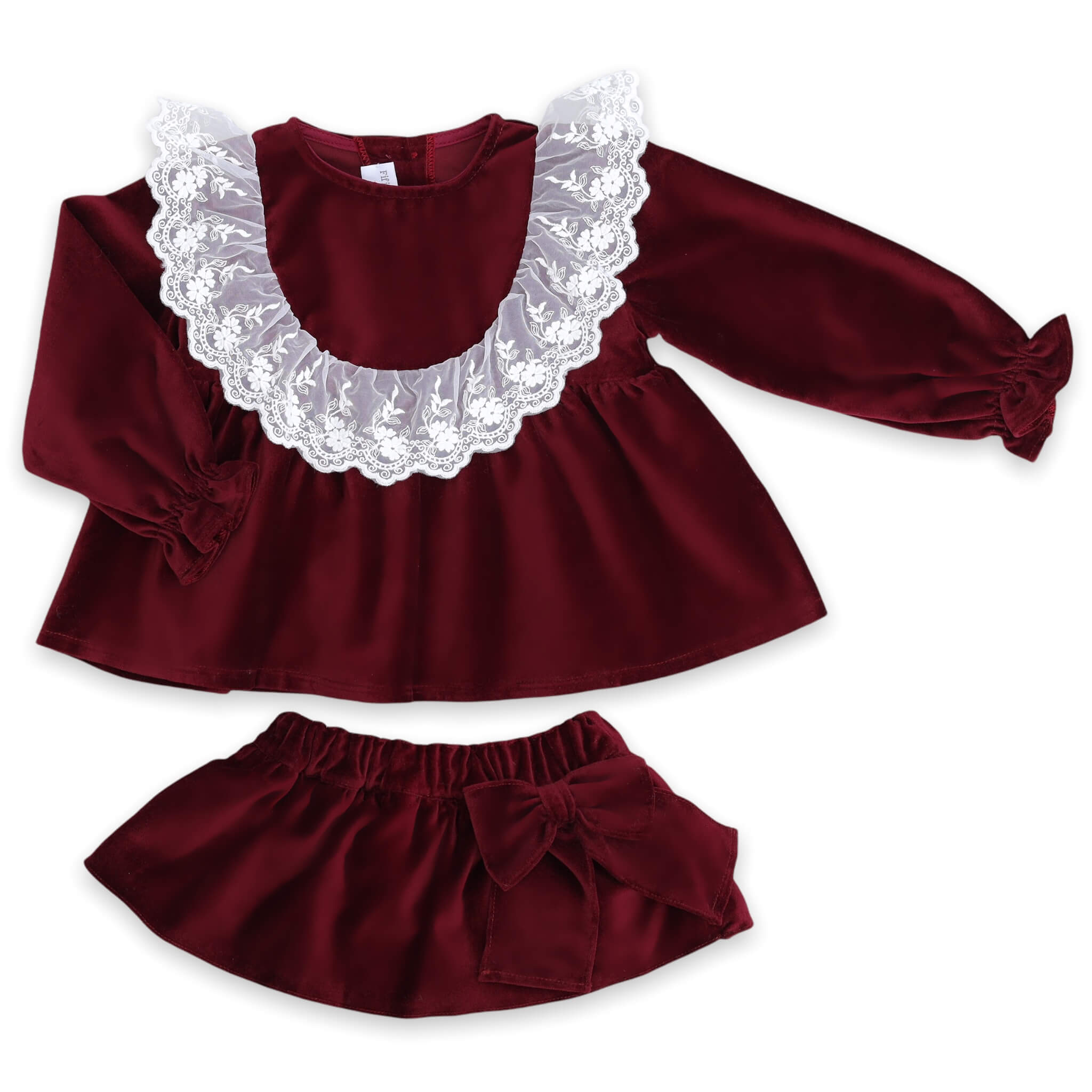 Velvet Top & Bloomer Set - Burgundy