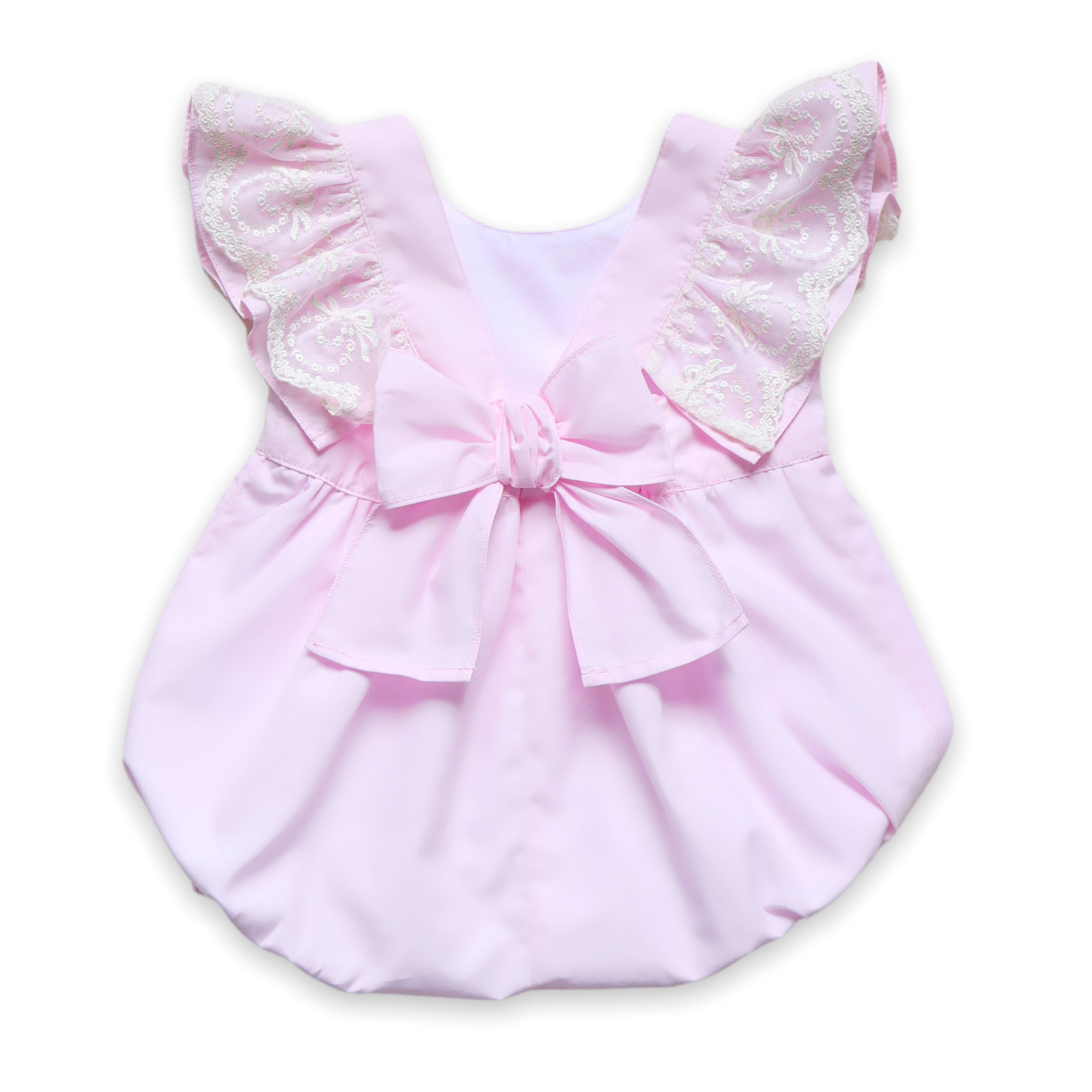 Lace Flutter Shoulder Romper - Pink (6M)