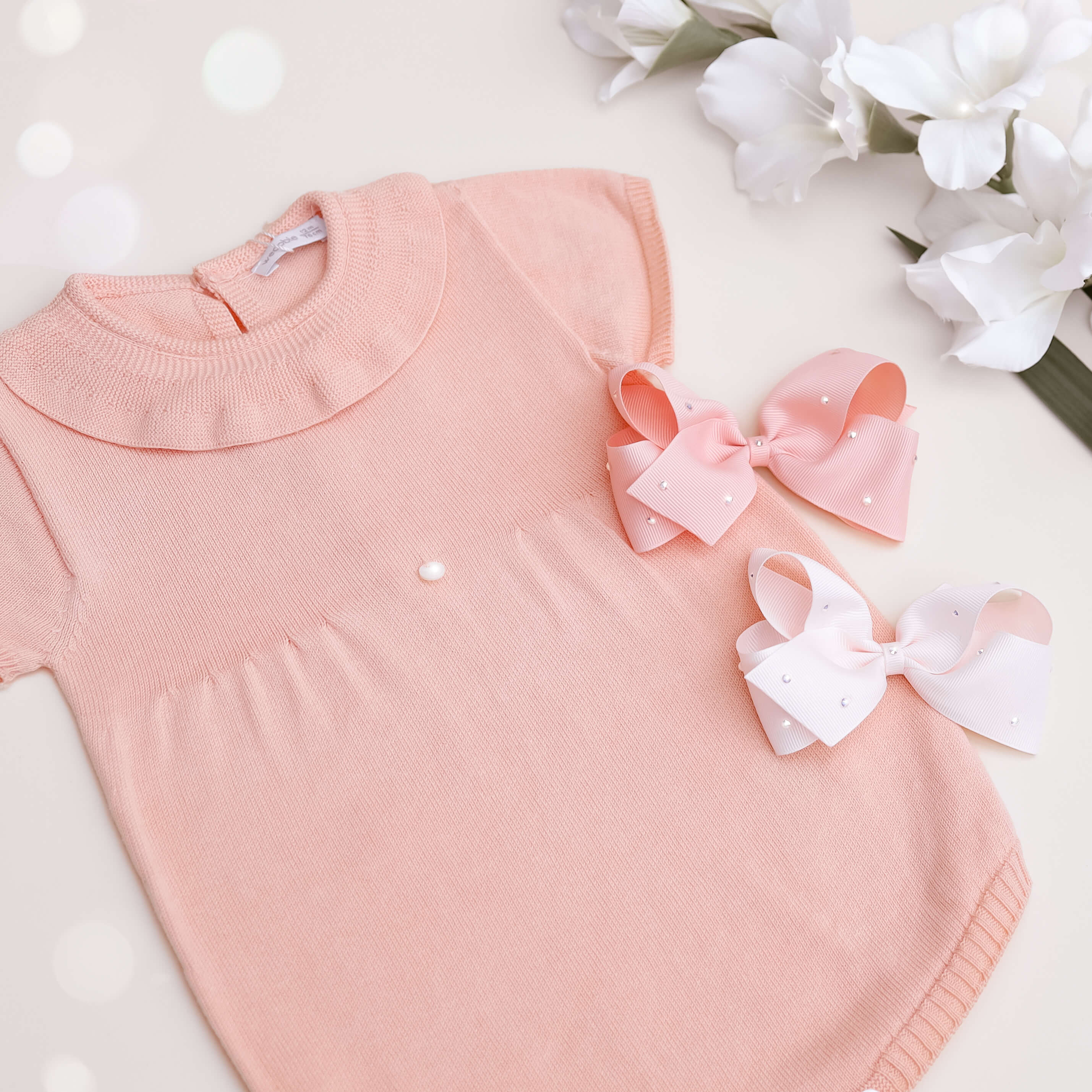 Knit Romper - Apricot (3M, 18M, 2Y)