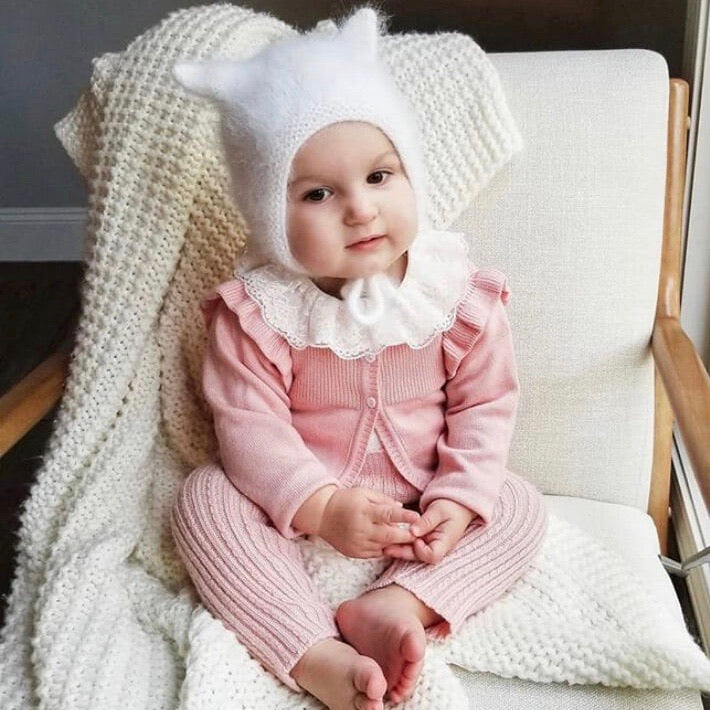 Merino Wool Cardigan - Rose Pink (6M, 12M)