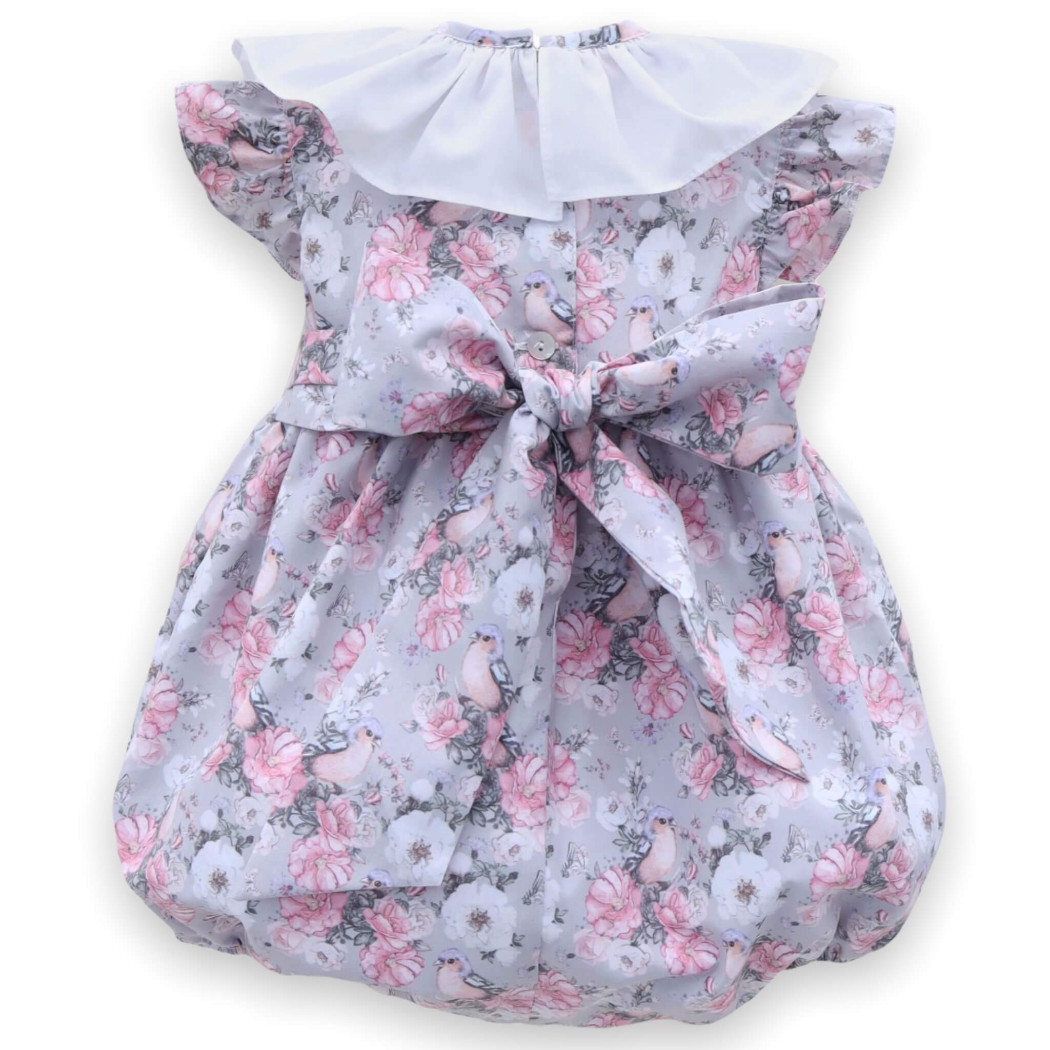 floral classic smocked baby girl romper with bow