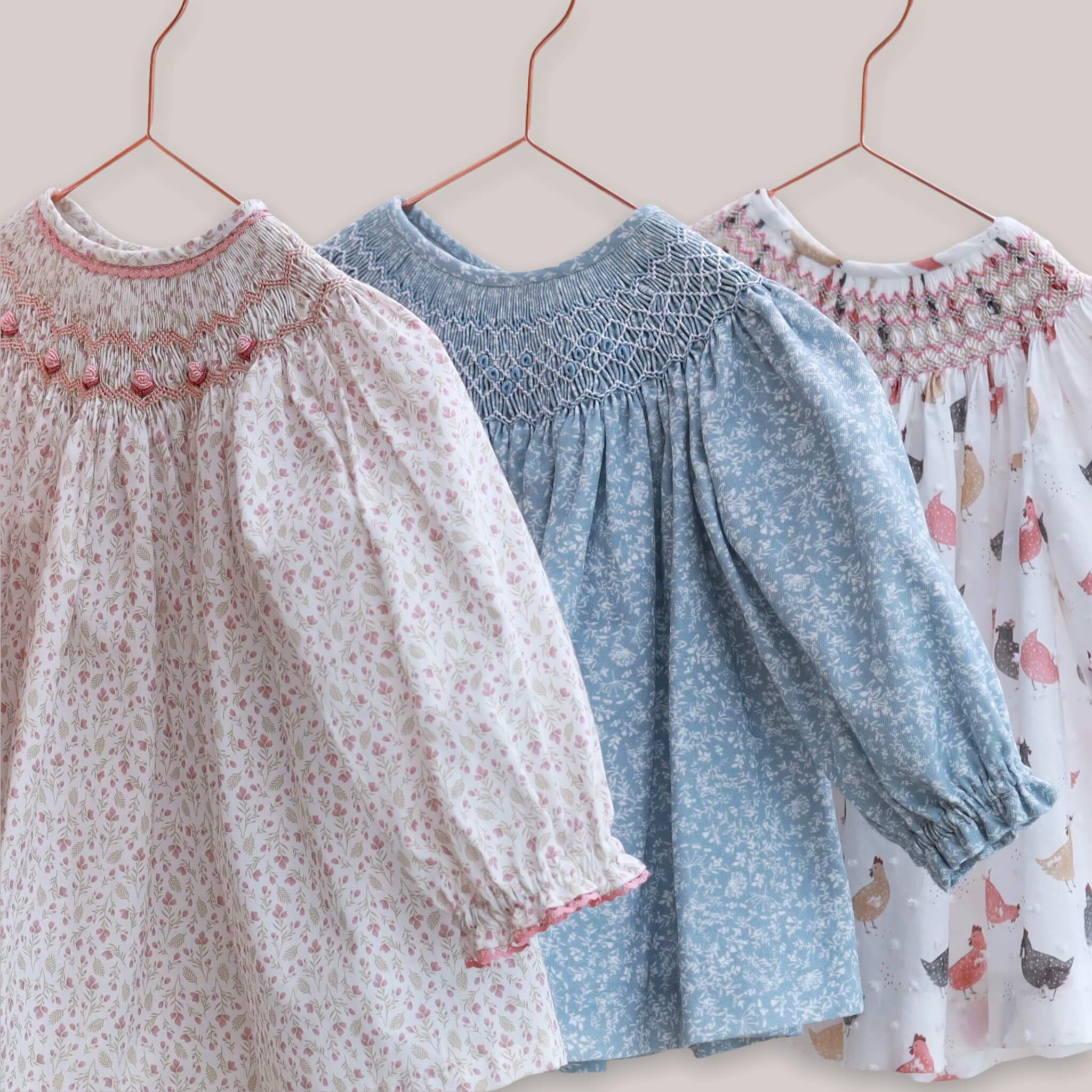 spanish hand smocked floral baby outfit