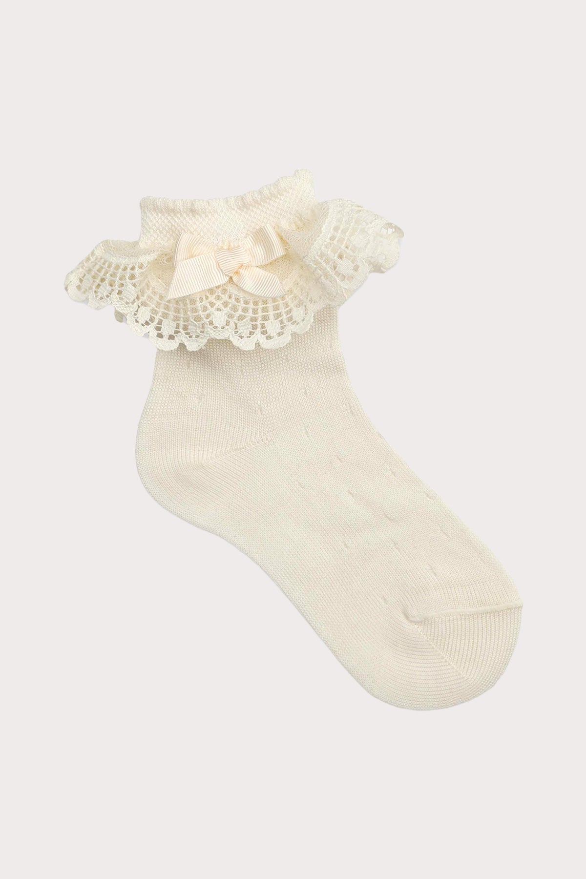 girls lace top ankle socks, made in spain