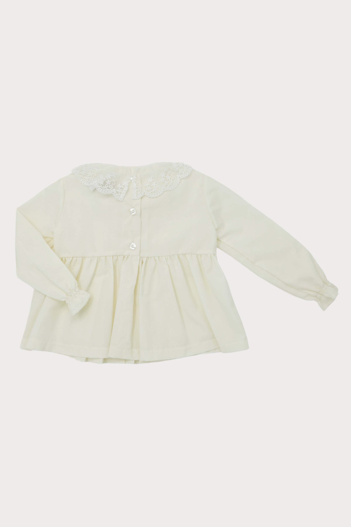 back of ivory lace collar girls blouse