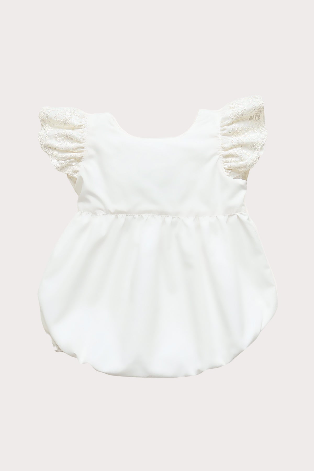 ivory lace flutter shoulder baby girl romper