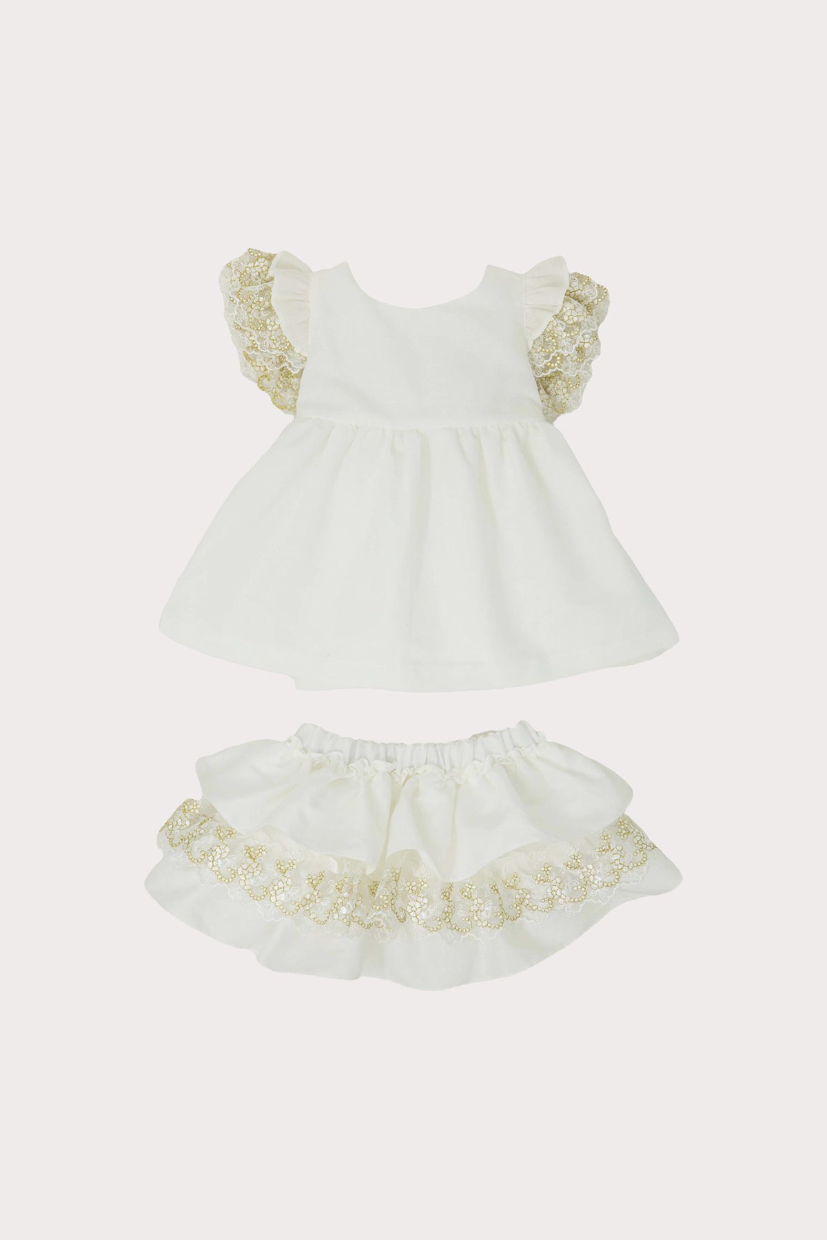 ivory linen top & bloomer outfit